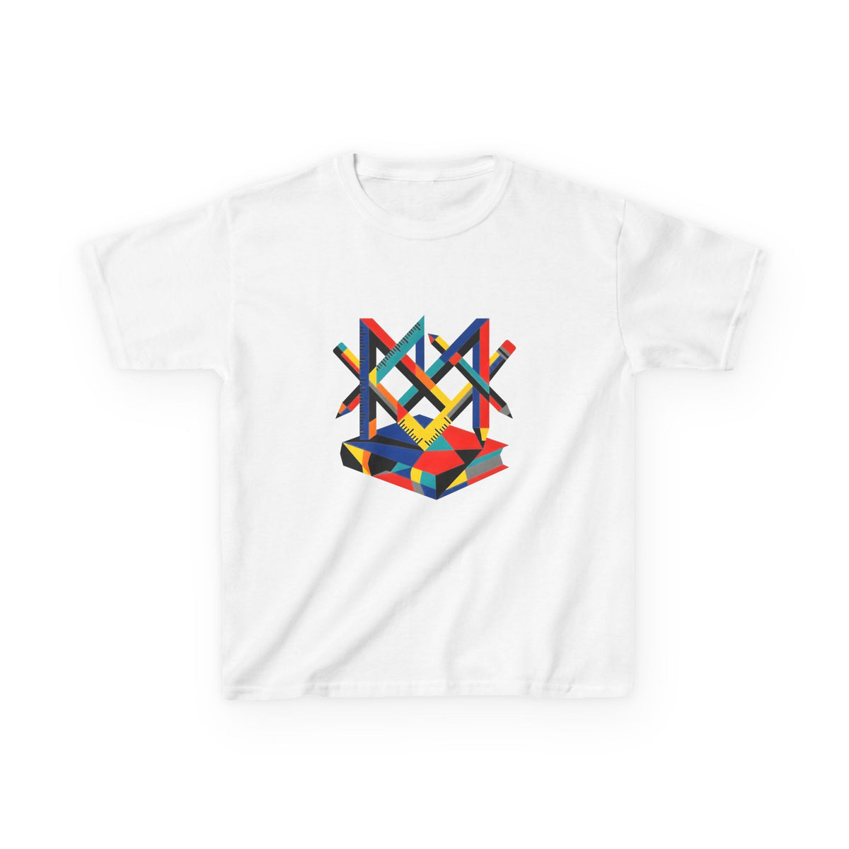 Kids Tee - Bauhaus Geometric Design Tools Graphic | Primary Colors