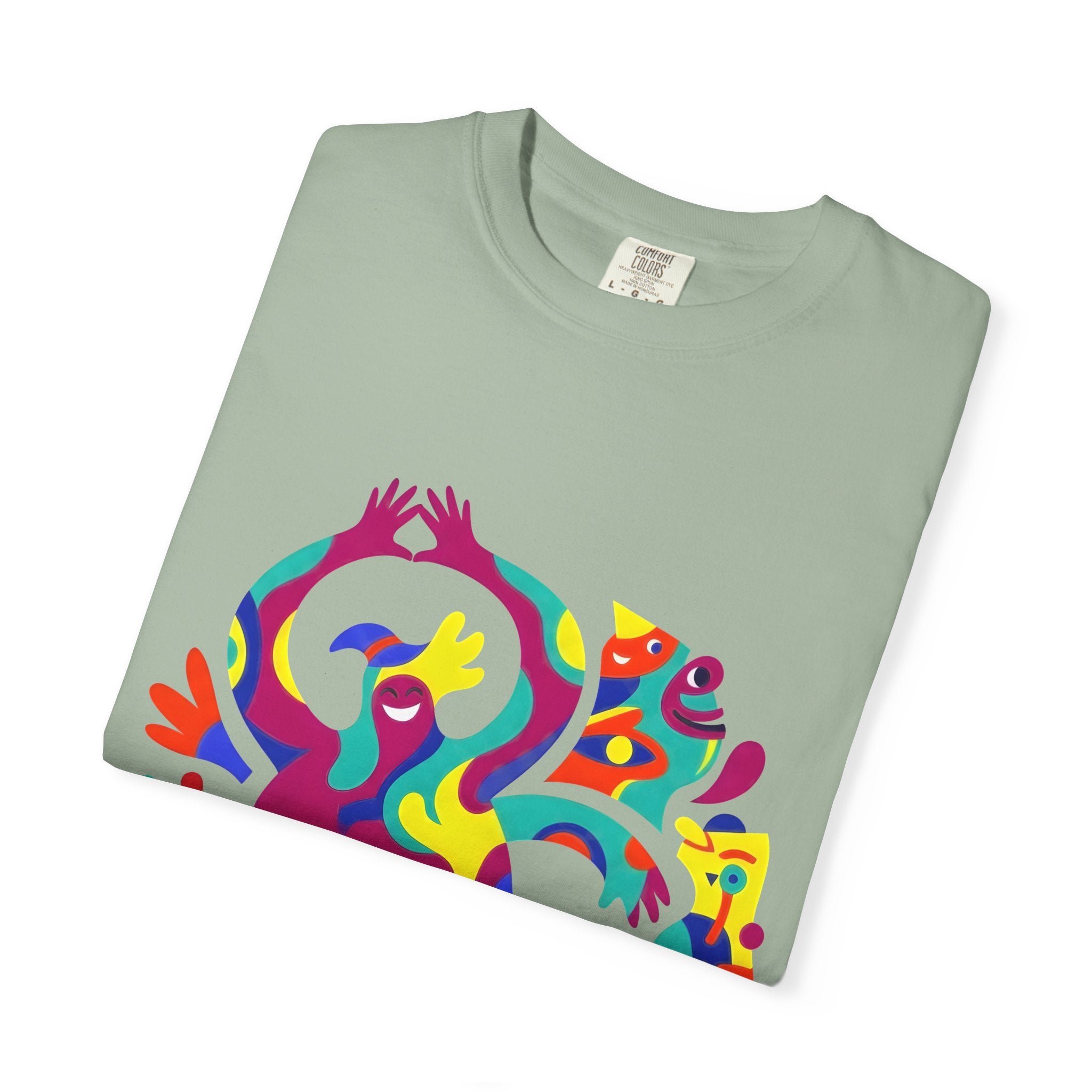 Garment-Dyed T-shirt - Joyful Abstract Creatures | Whimsical Graphic