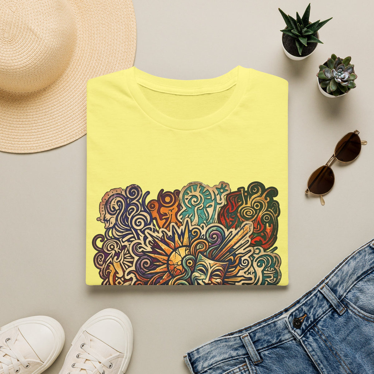Unisex T-Shirt - Retro Psychedelic Theater Comedy Mask | Abstract Art