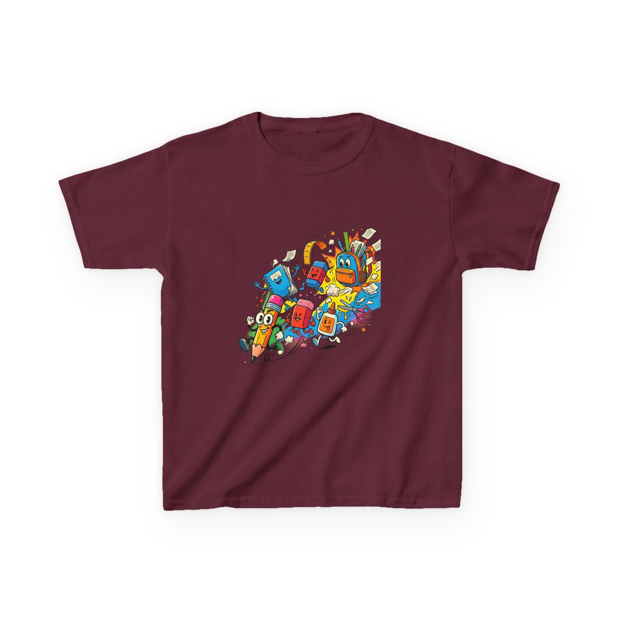Kids Back to School 2026 Tee - Cartoon School Supplies