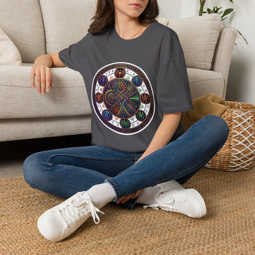 Unisex Steampunk T-Shirt - Ornate Mystical Mandala & Gears