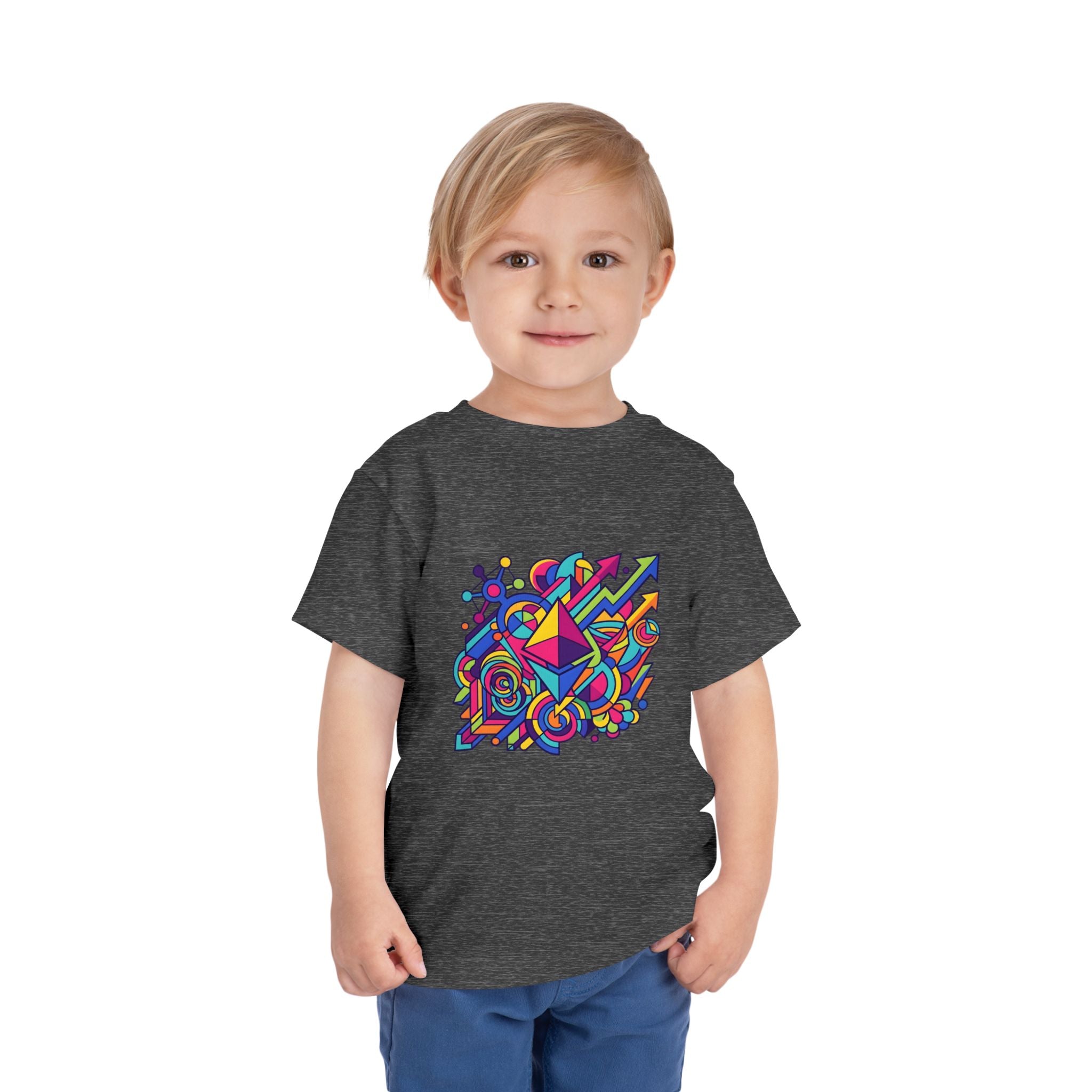 Toddler Crypto Shirt - Neon Geometric Digital Art | Blockchain Kids