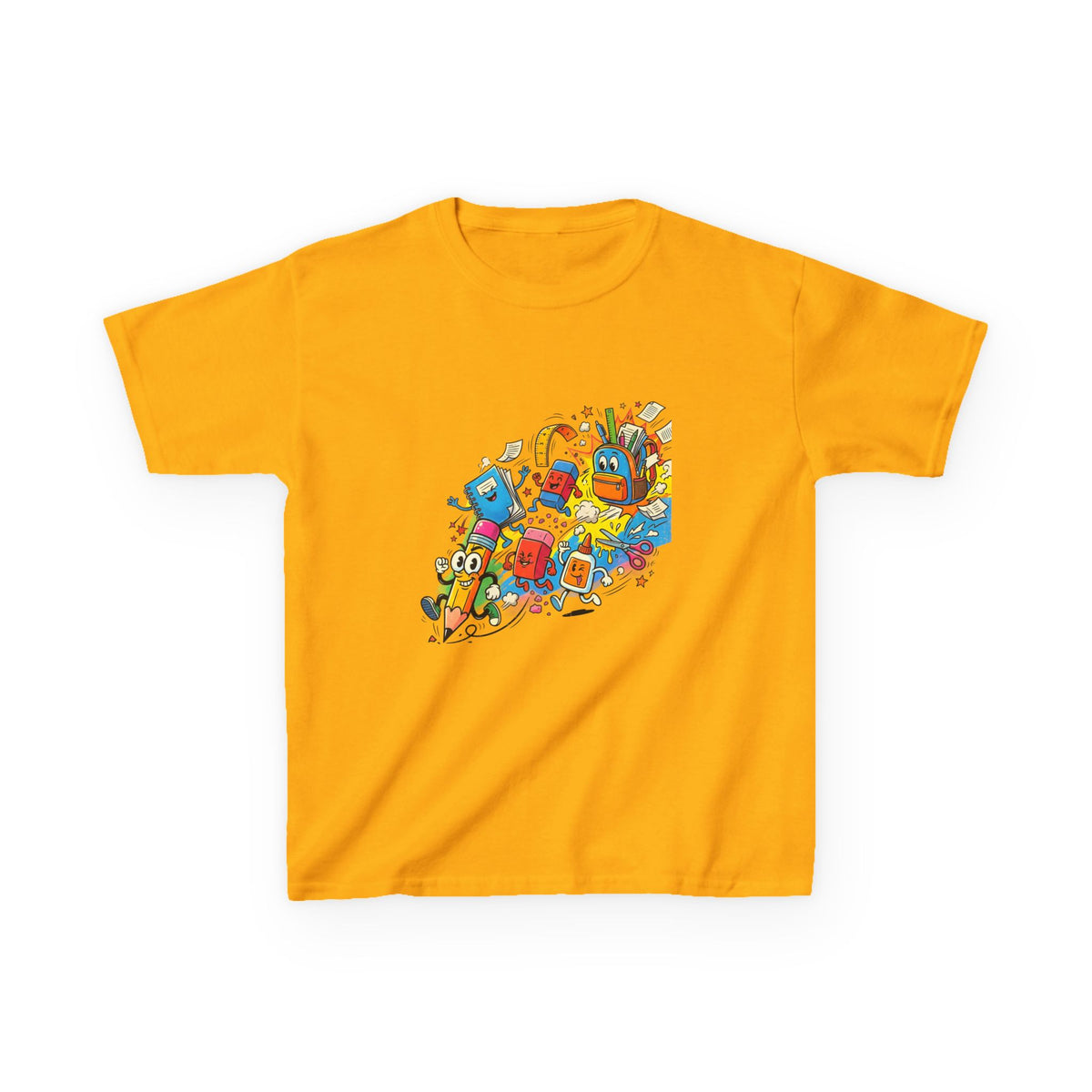 Kids Back to School 2026 Tee - Cartoon School Supplies