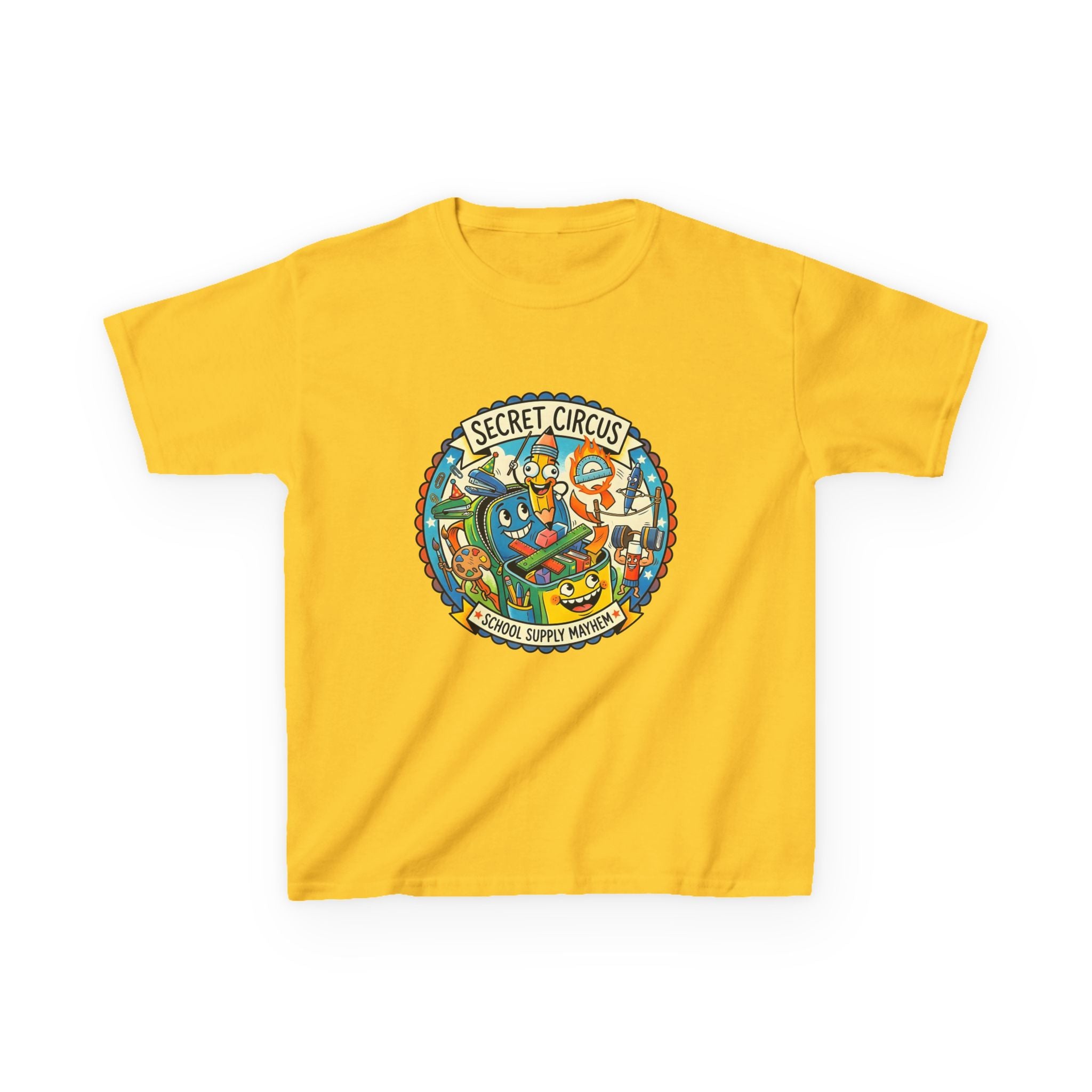 Kids Tee - Secret Circus School Supply Mayhem | Cartoon Fun