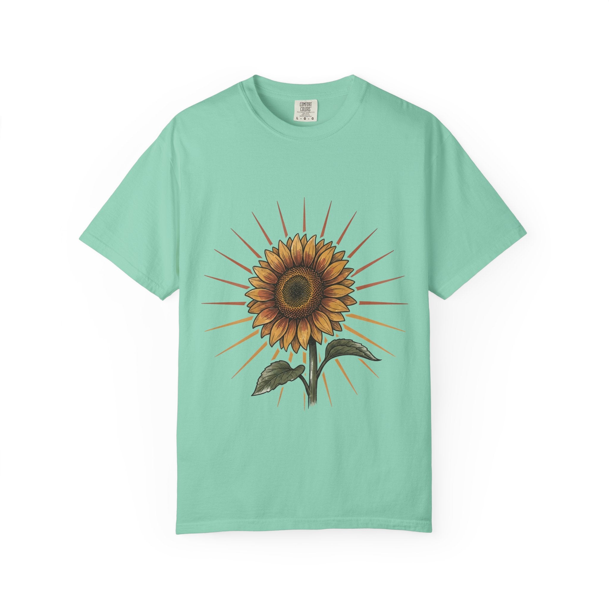 Sunflower T-shirt - Vintage Botanical Line Art | Comfort Colors
