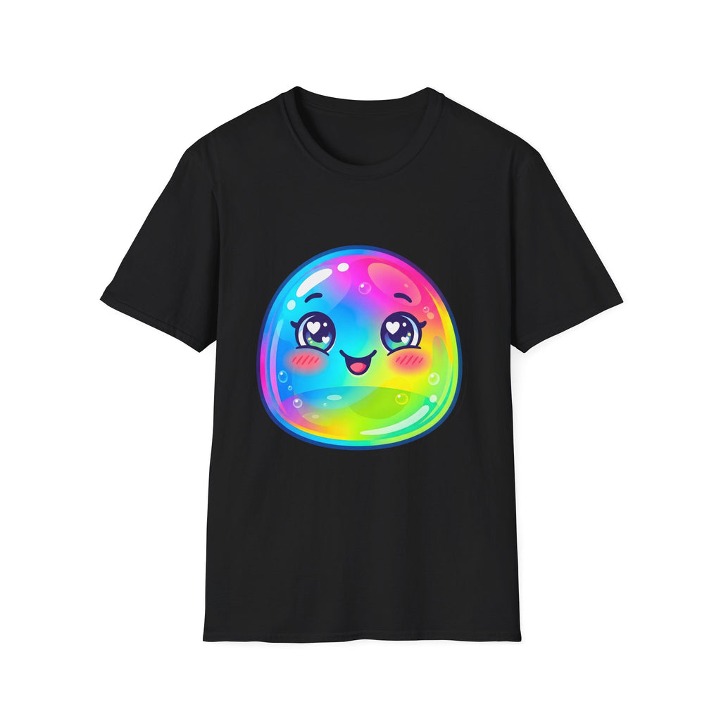 Unisex Kawaii T-Shirt - Happy Rainbow Blob Character Tee