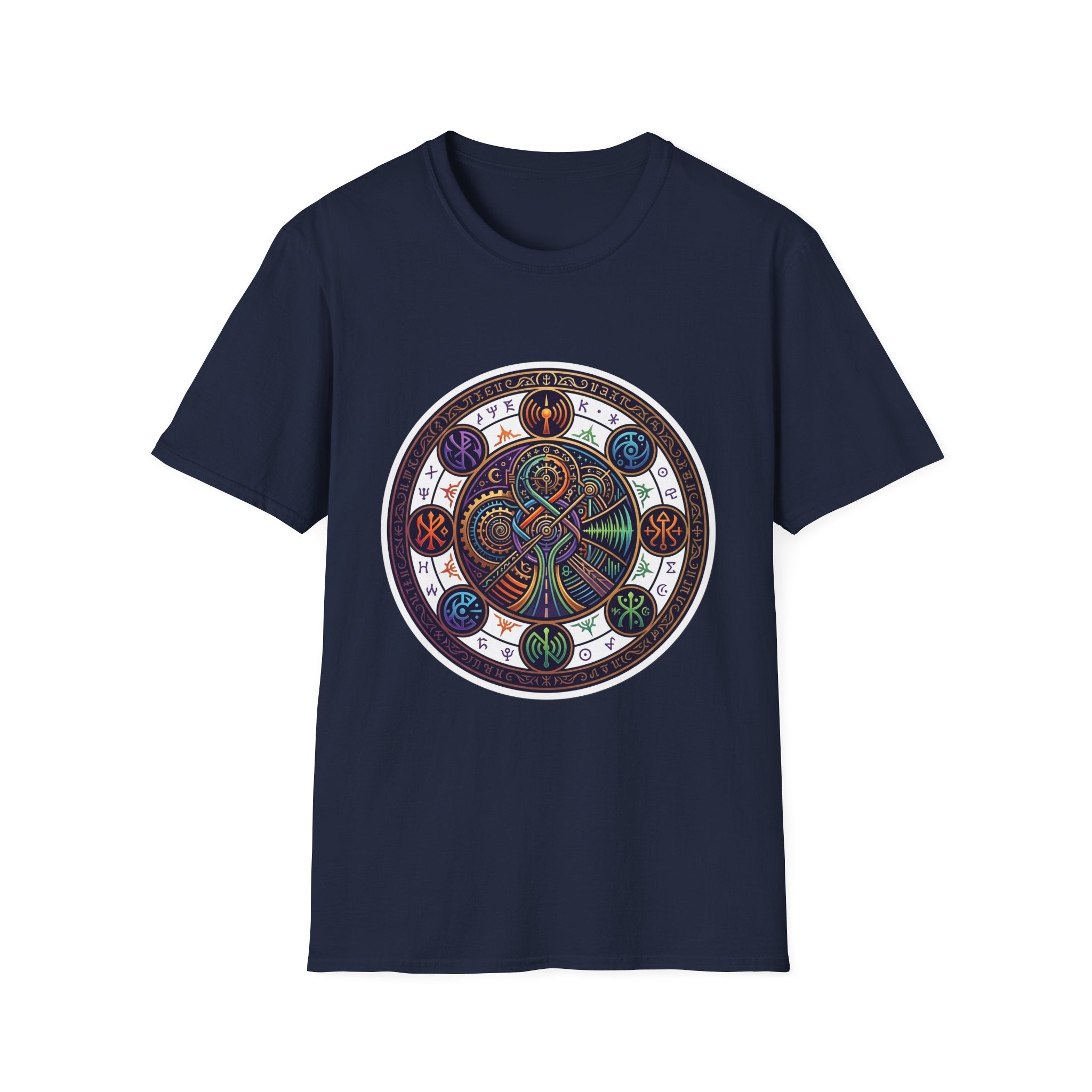 Unisex Steampunk T-Shirt - Ornate Mystical Mandala & Gears