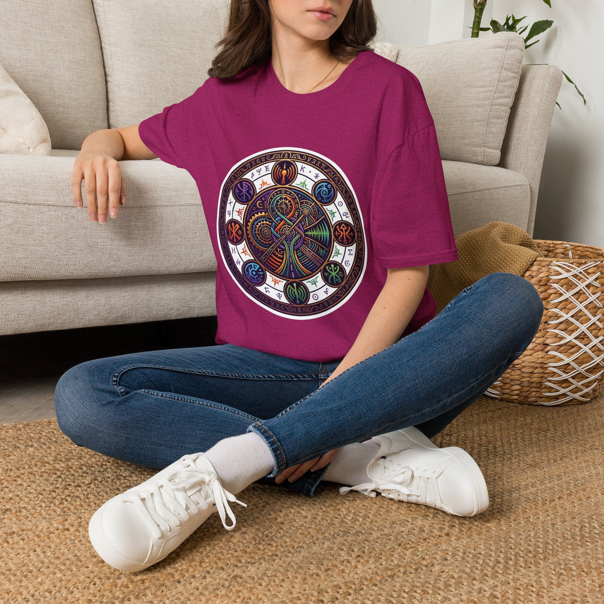 Unisex Steampunk T-Shirt - Ornate Mystical Mandala & Gears
