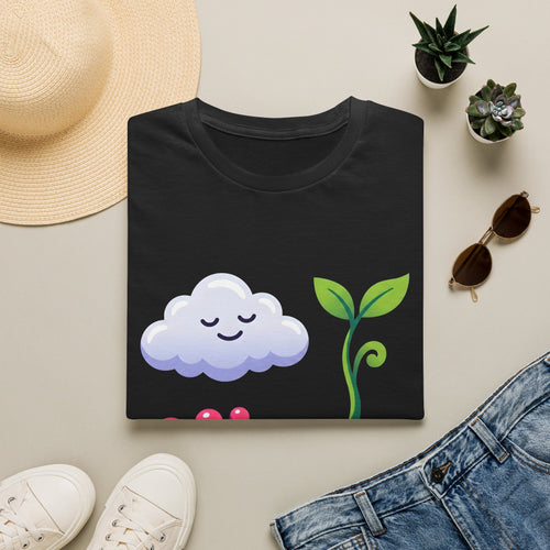 Cute Nature T-Shirt - Whimsical Cloud Sprout Wave Design | Unisex