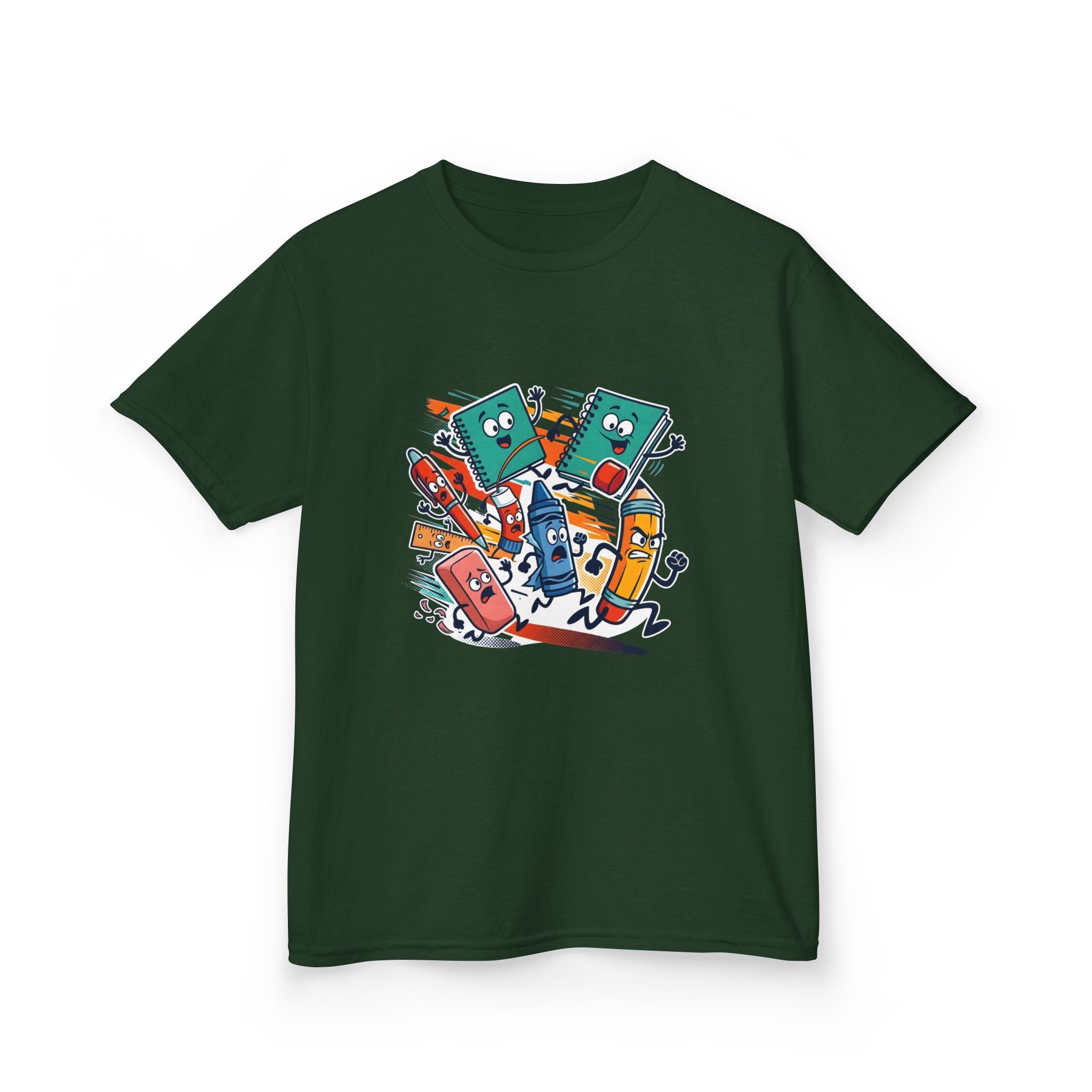 Kids Back to School Tee - Playful School Supplies Cartoon