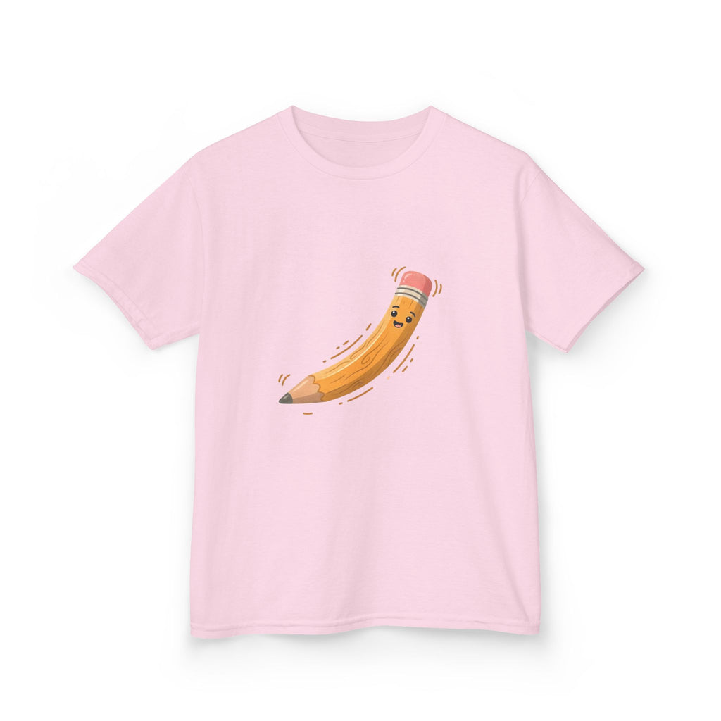 Kids Heavy Cotton Tee - Happy Animated Pencil School Supply | Back to