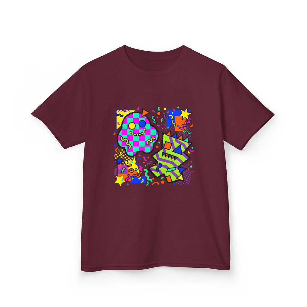 Kids Tee - Playful 90s Geometric Monsters | Retro Abstract
