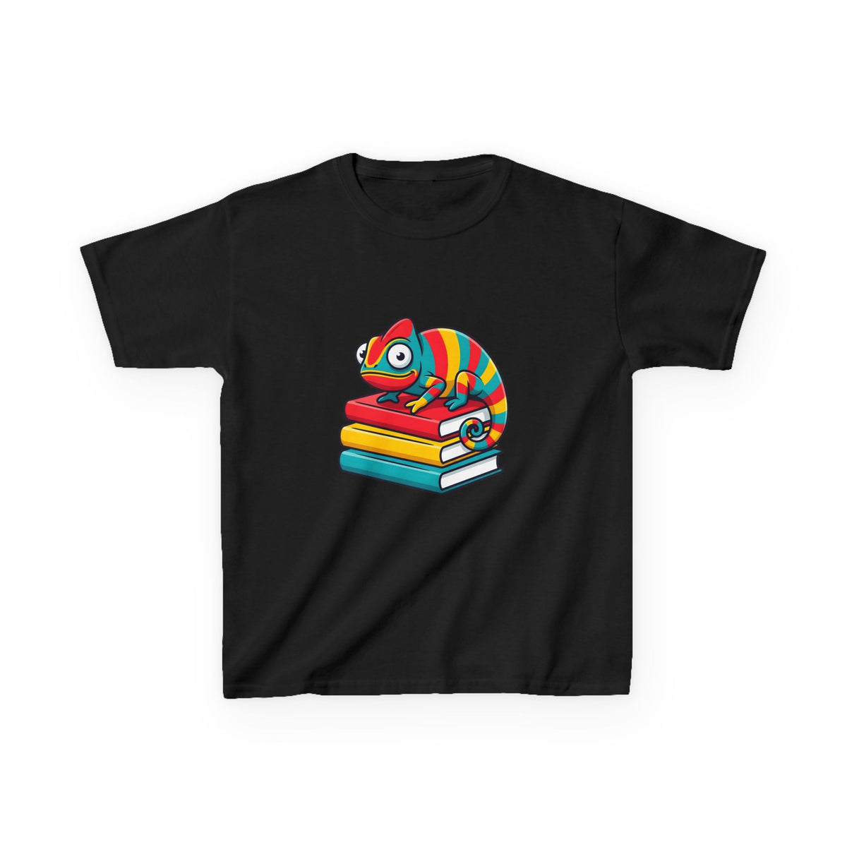 Kids T-Shirt - Whimsical Chameleon Reading Books | School Tee