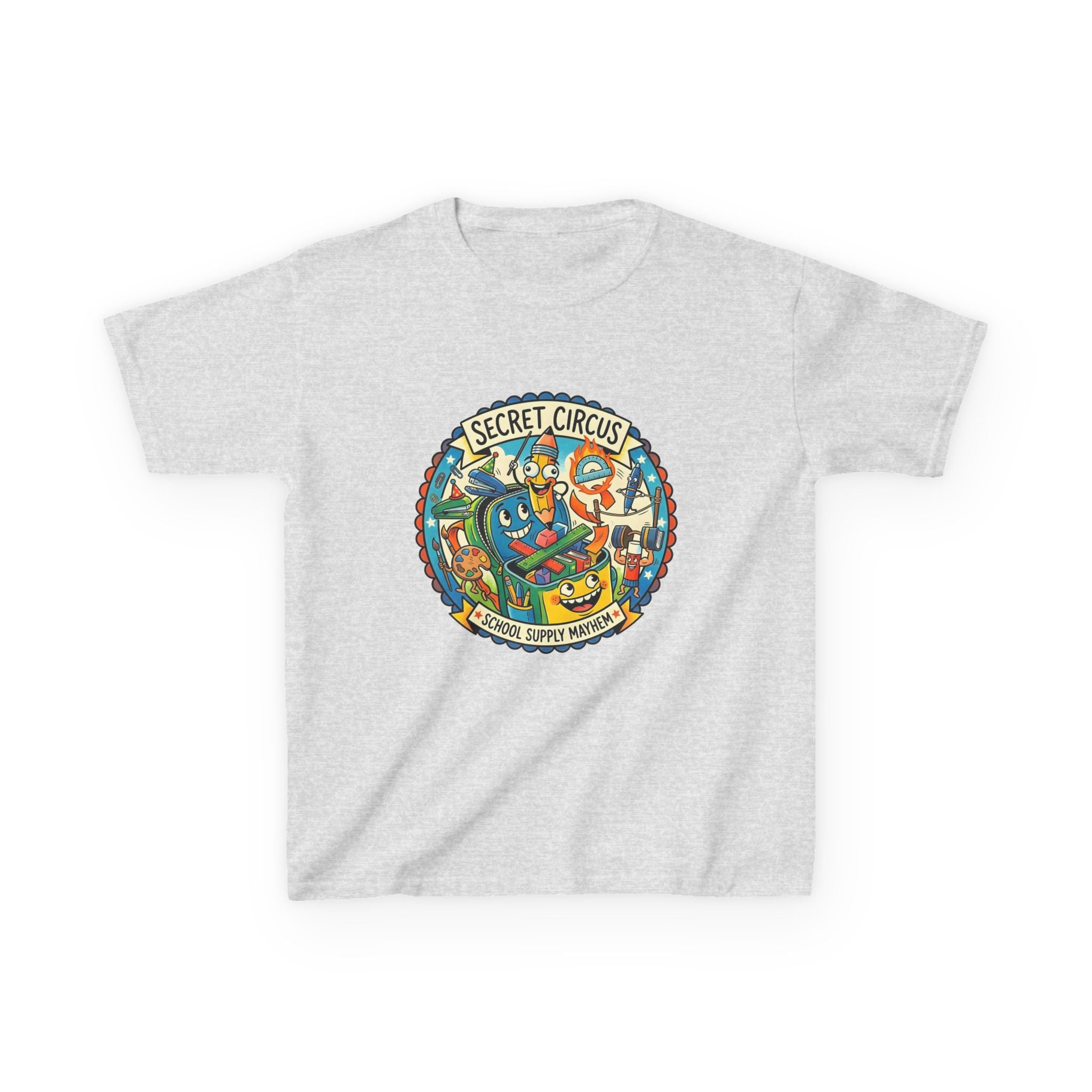 Kids Tee - Secret Circus School Supply Mayhem | Cartoon Fun