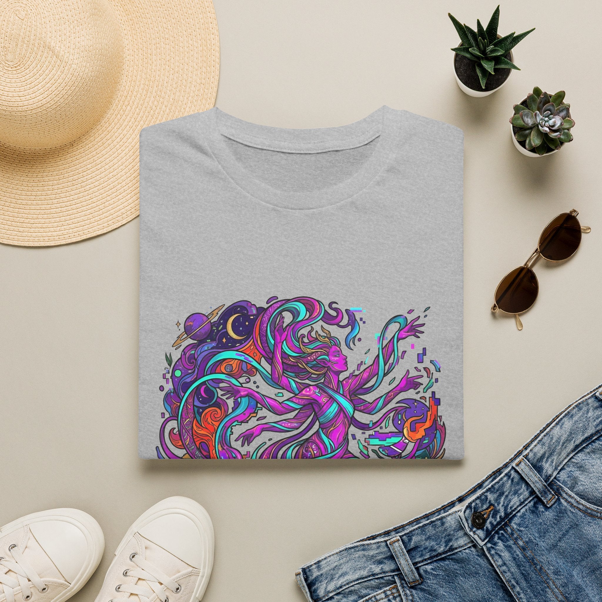 T-Shirt - Vibrant Psychedelic Cosmic Goddess Spiritual Flow
