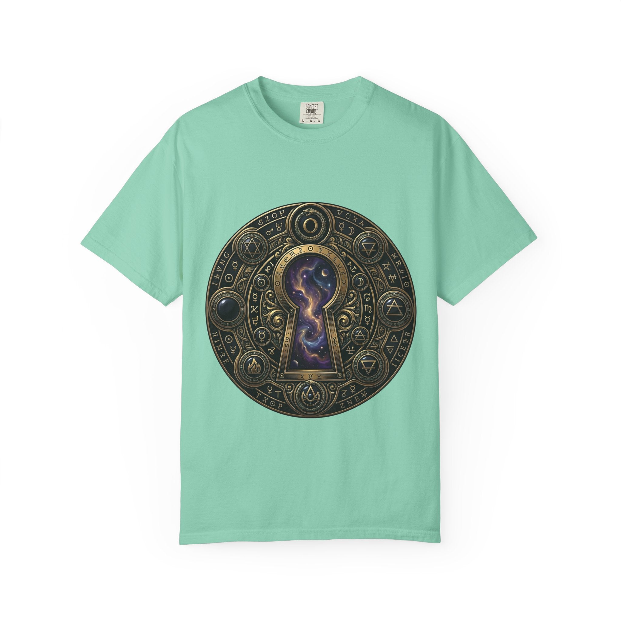 T-shirt - Celestial Keyhole Galaxy | Occult Alchemical Gold