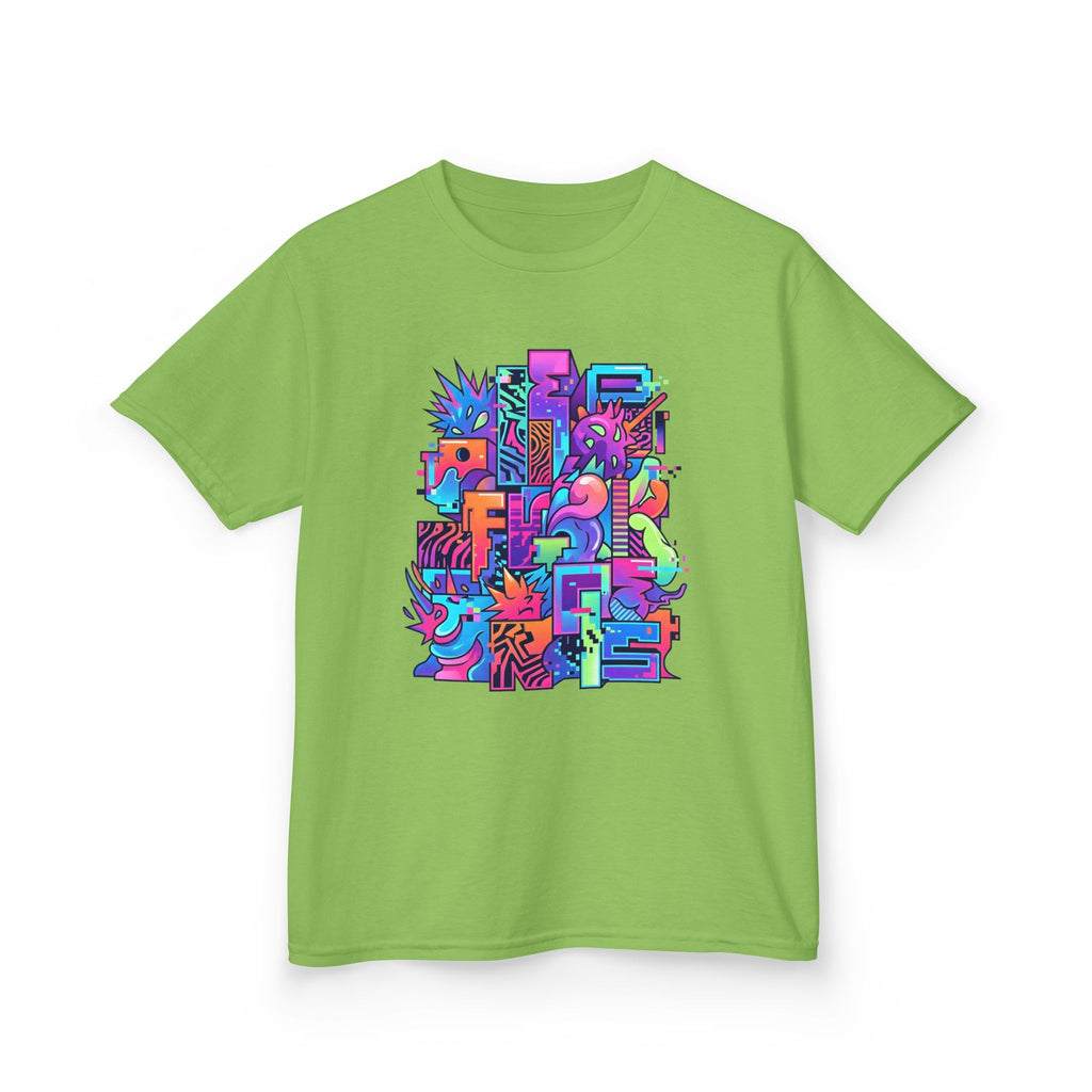 Kids Glitch Art Tee - FUNGUS Neon Cyberpunk Design | Retro