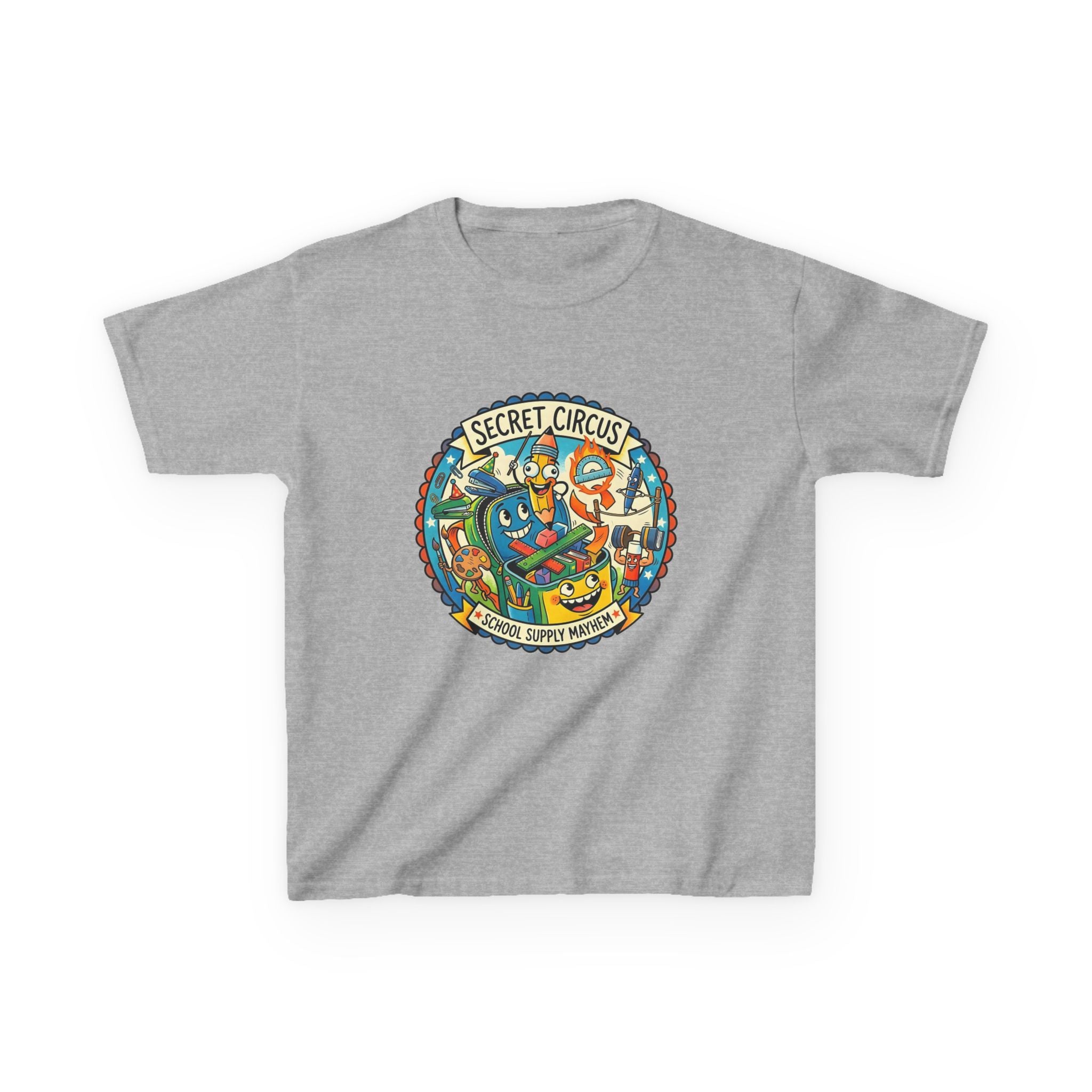 Kids Tee - Secret Circus School Supply Mayhem | Cartoon Fun