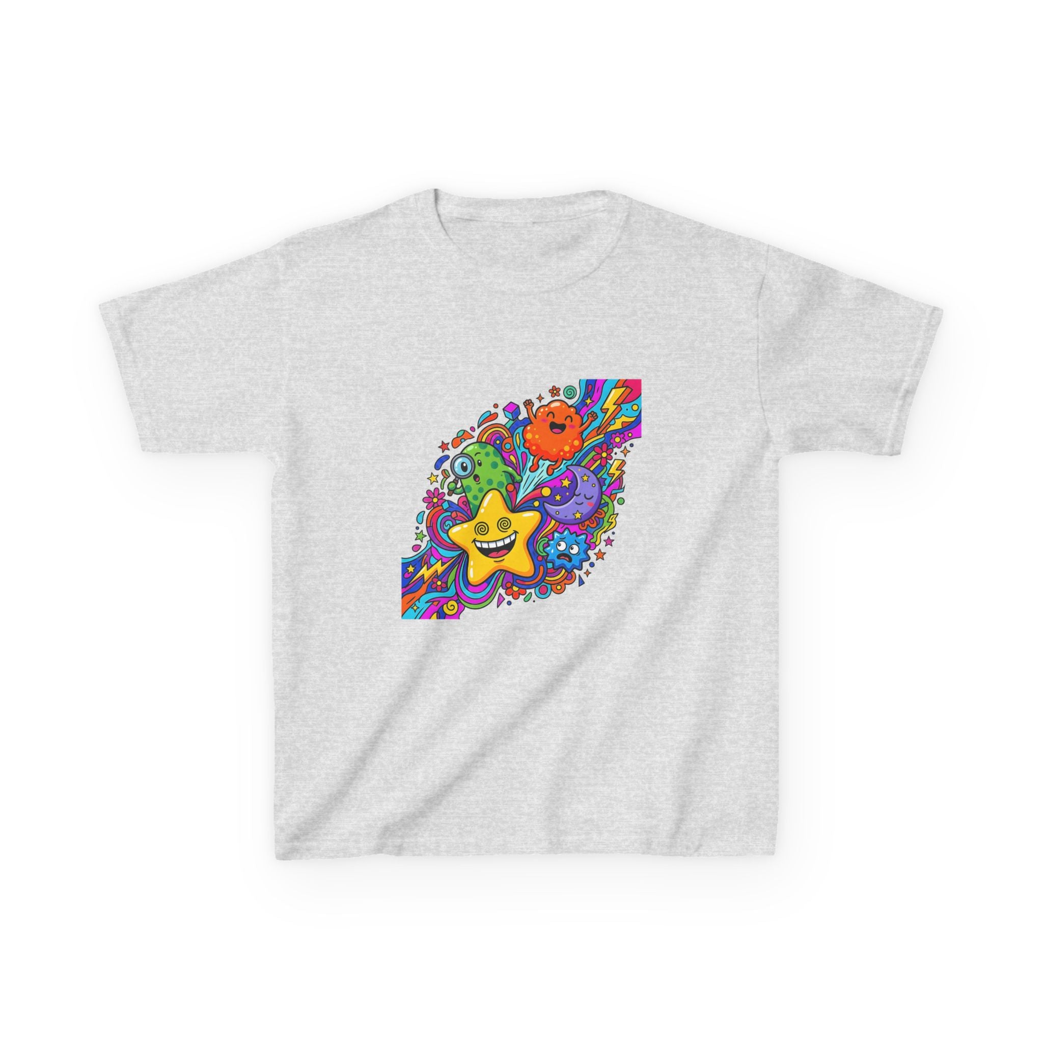 Kids Psychedelic Monster Tee - Vibrant Cartoon Doodle Shirt
