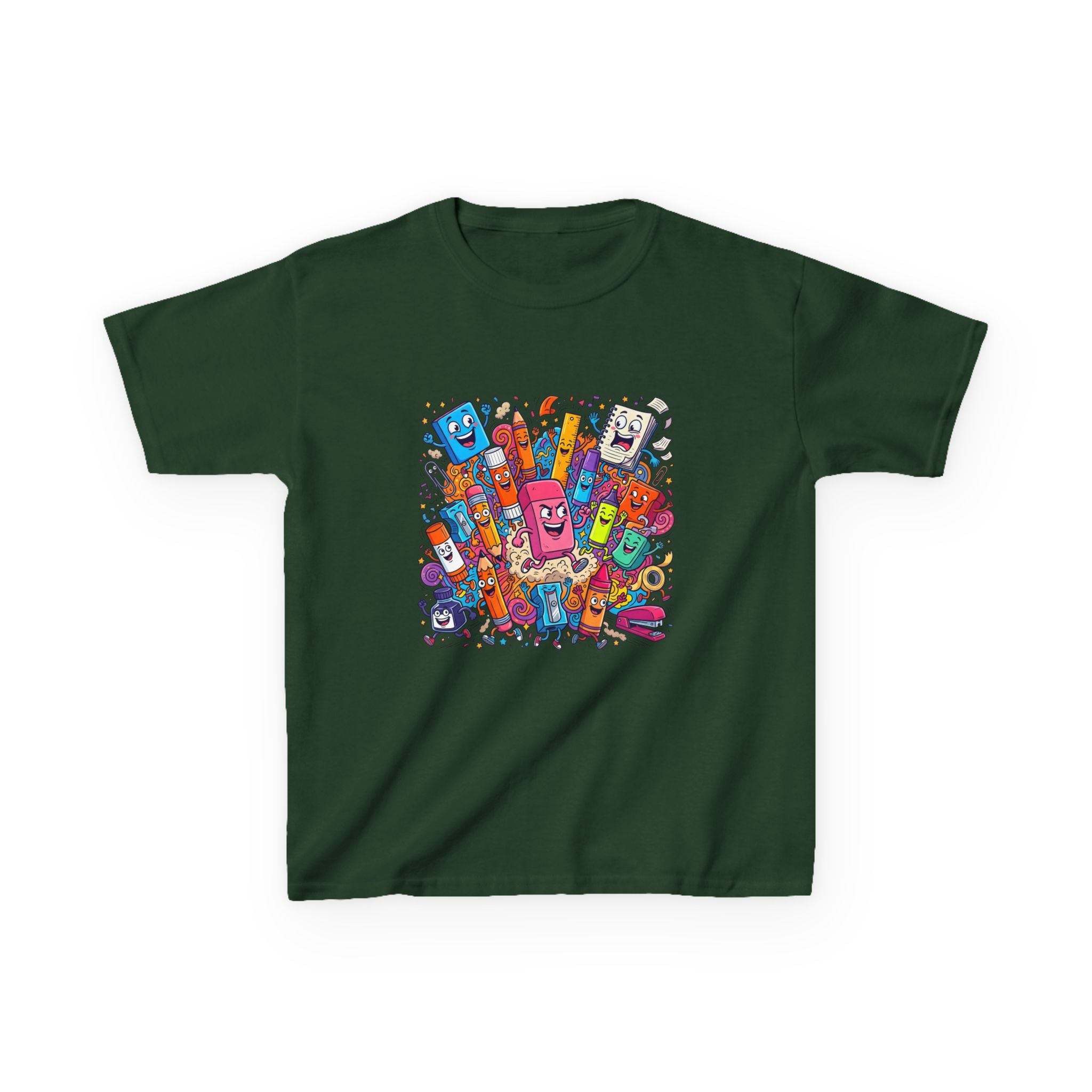 Kids T-Shirt - Cartoon School Supplies Doodle | Back to School