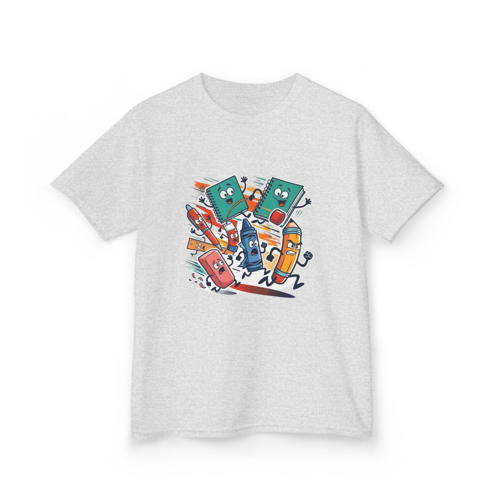 Kids Back to School Tee - Playful School Supplies Cartoon