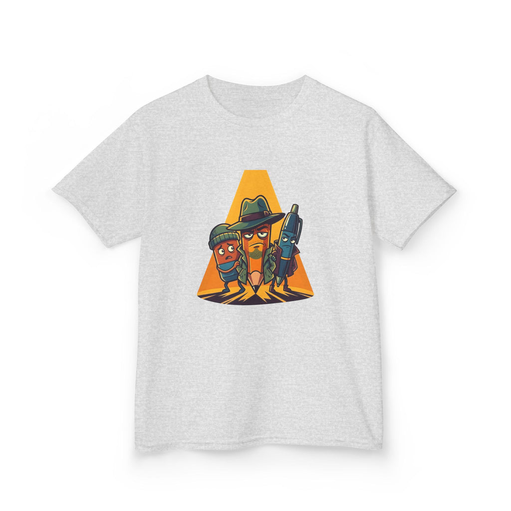 Kids Tee - Noir Stationery Detective Team | Cartoon Comic Style