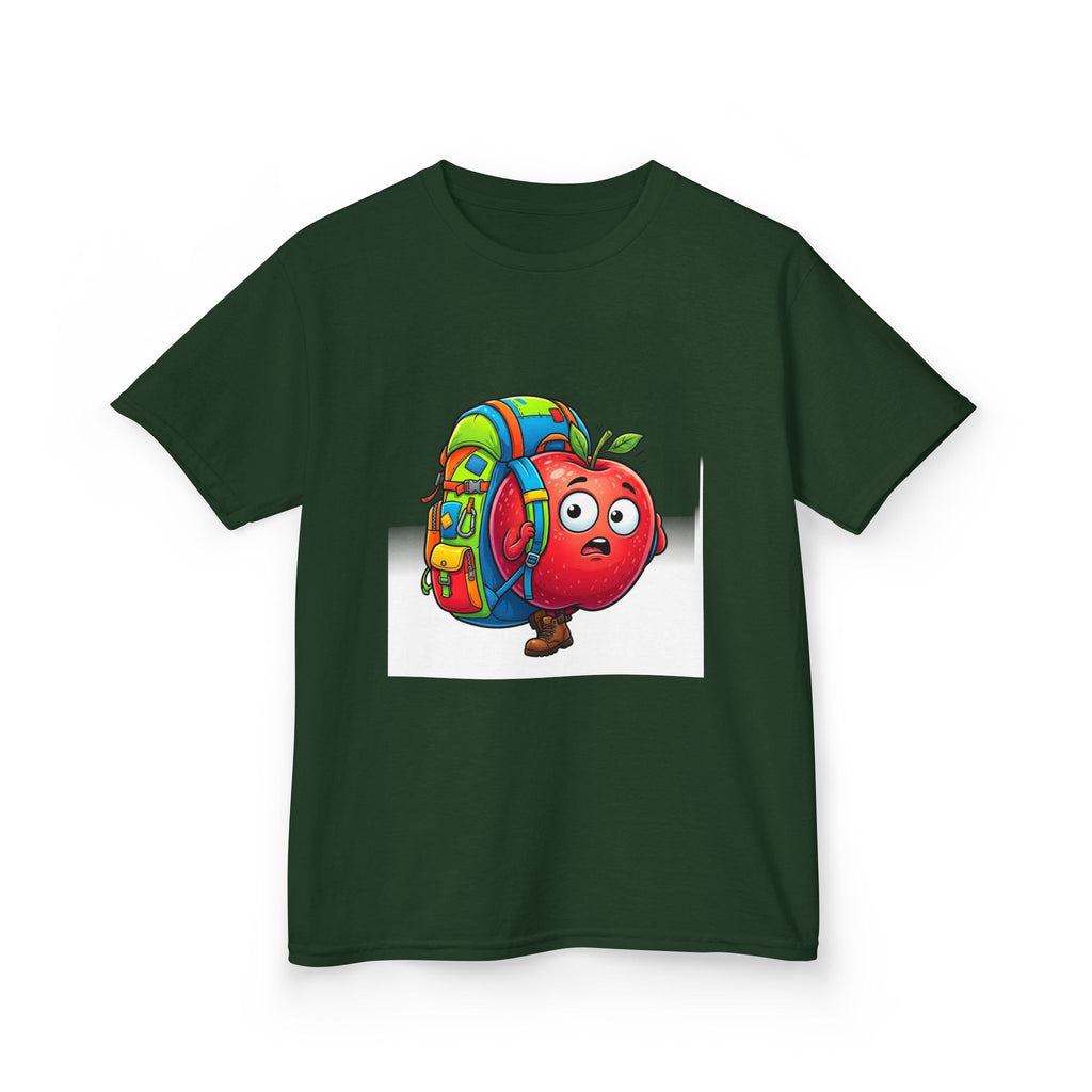 Kids Tee - Adventurous Apple Character Hiking T-Shirt