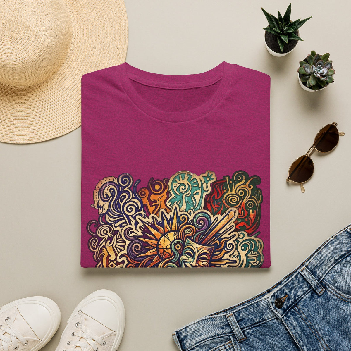 Unisex T-Shirt - Retro Psychedelic Theater Comedy Mask | Abstract Art