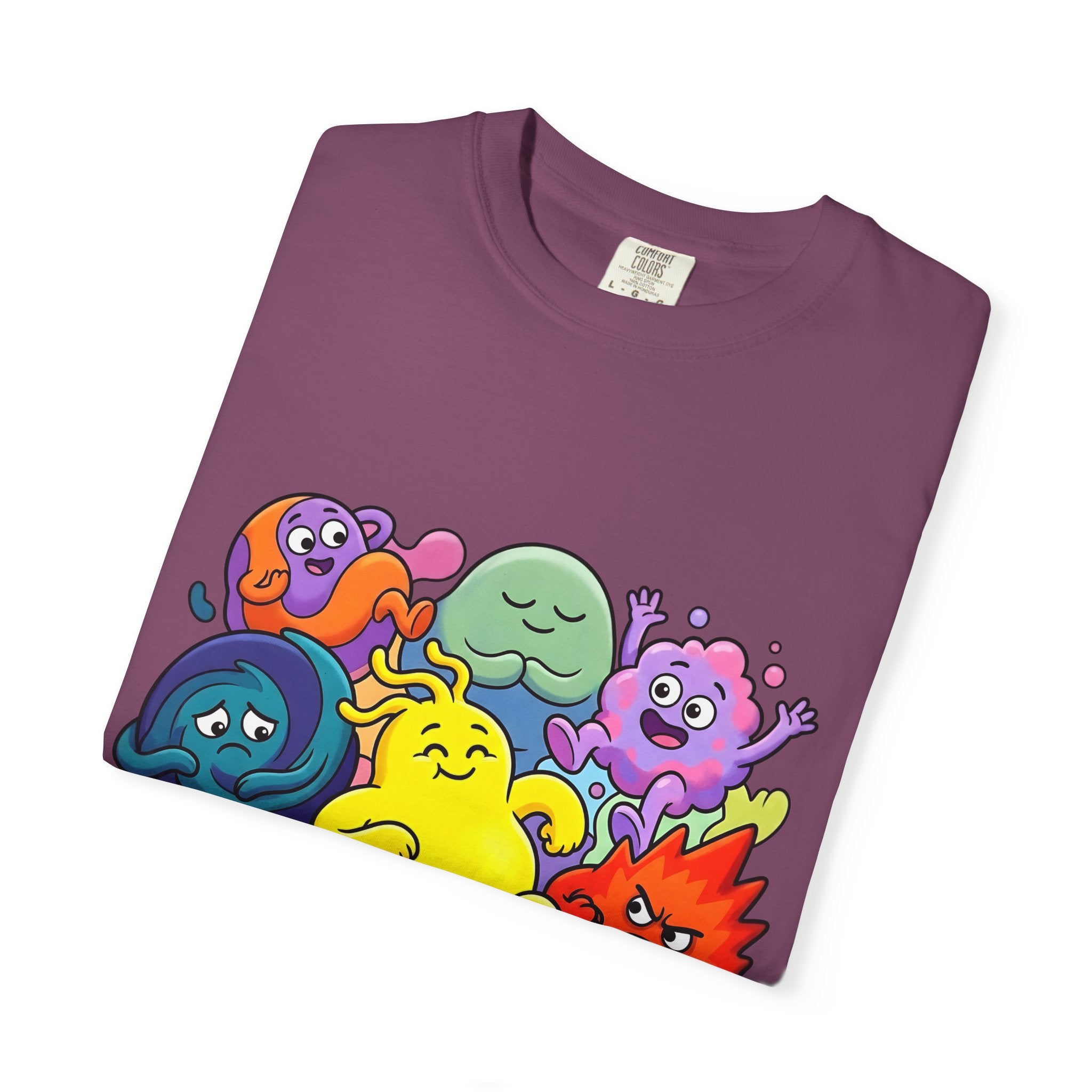 Unisex Garment-Dyed T-Shirt - Diverse Emotional Cartoon Creatures
