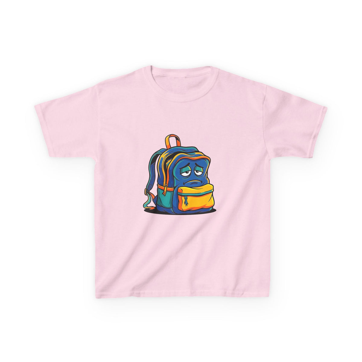 Kids Heavy Cotton Tee - Sad Backpack Cartoon | Back to School 2026