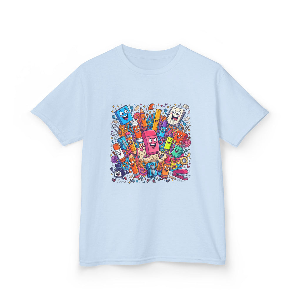 Kids T-Shirt - Cartoon School Supplies Doodle | Back to School