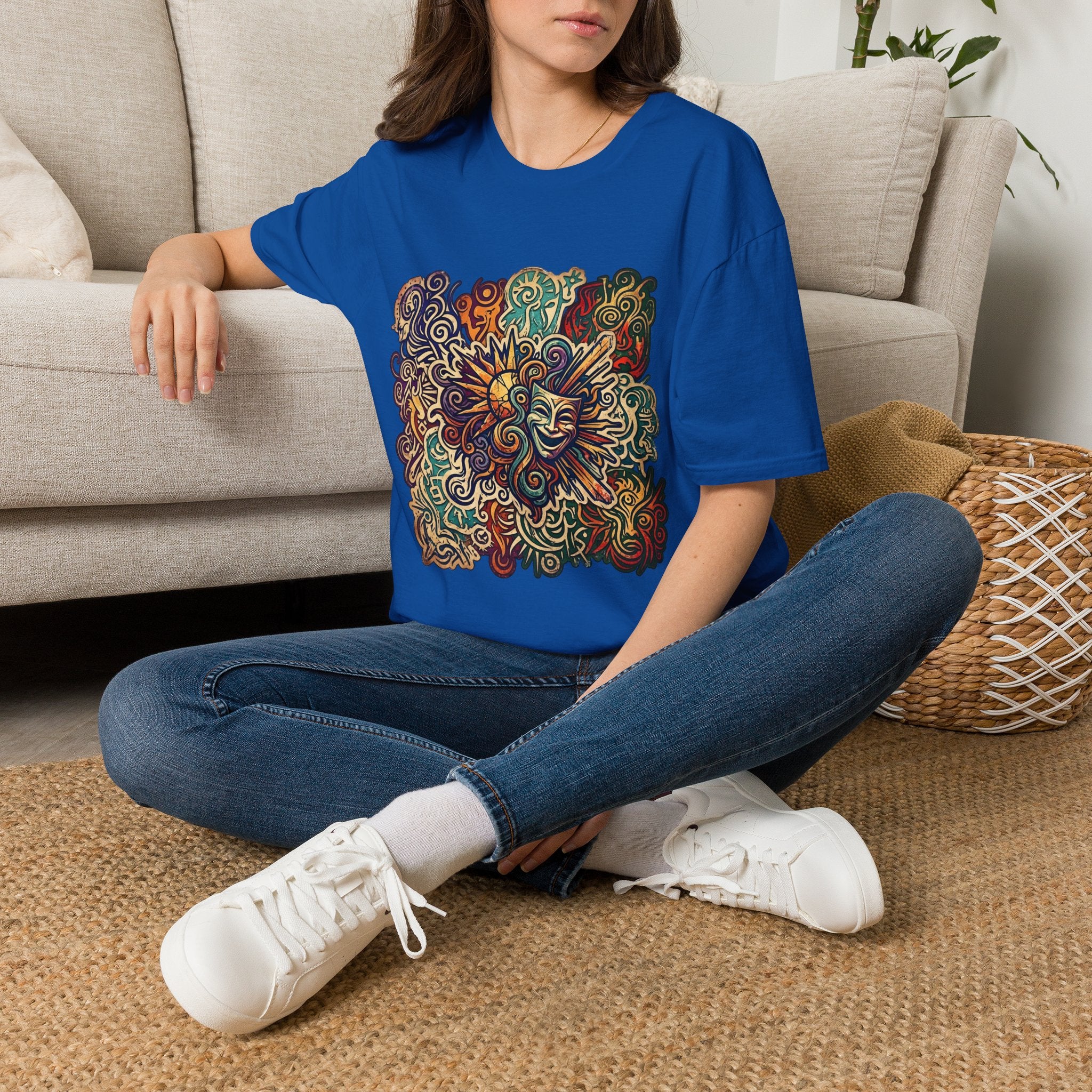 Unisex T-Shirt - Retro Psychedelic Theater Comedy Mask | Abstract Art