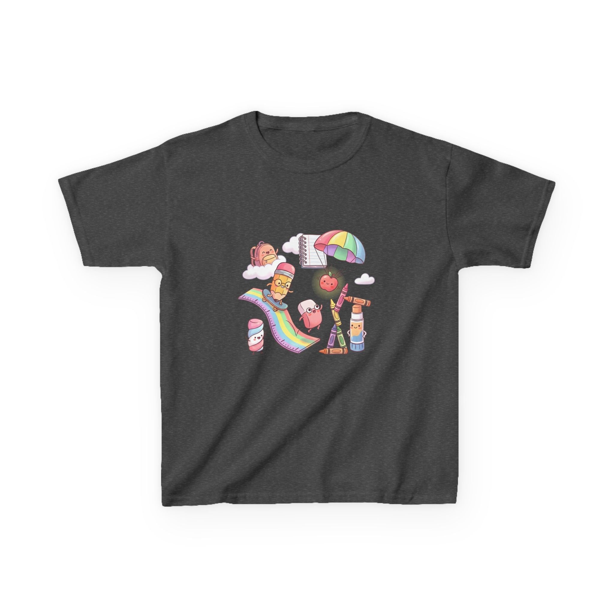 Kids Back to School Tee - Cute Faces School Supplies | Rainbow 2026