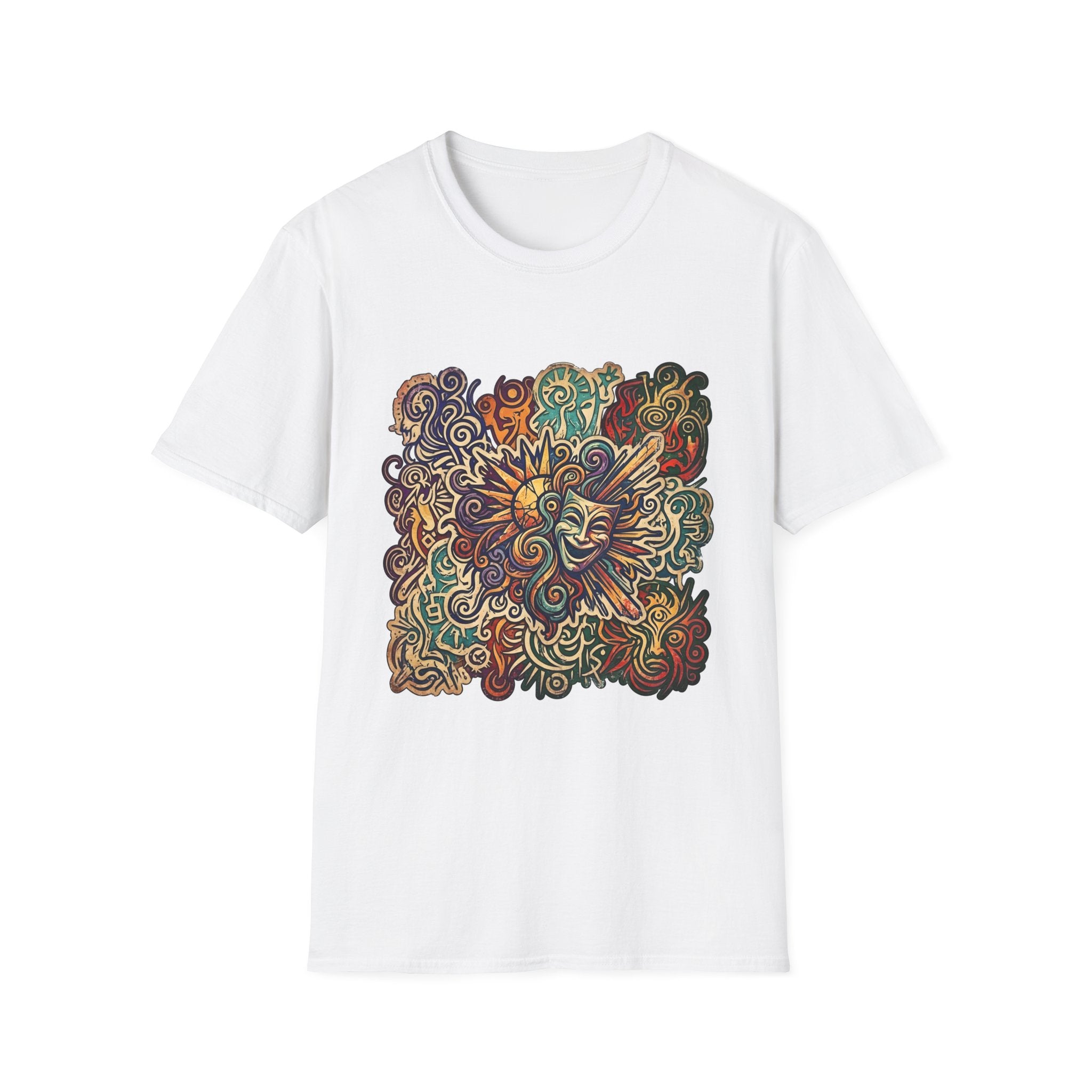 Unisex T-Shirt - Retro Psychedelic Theater Comedy Mask | Abstract Art