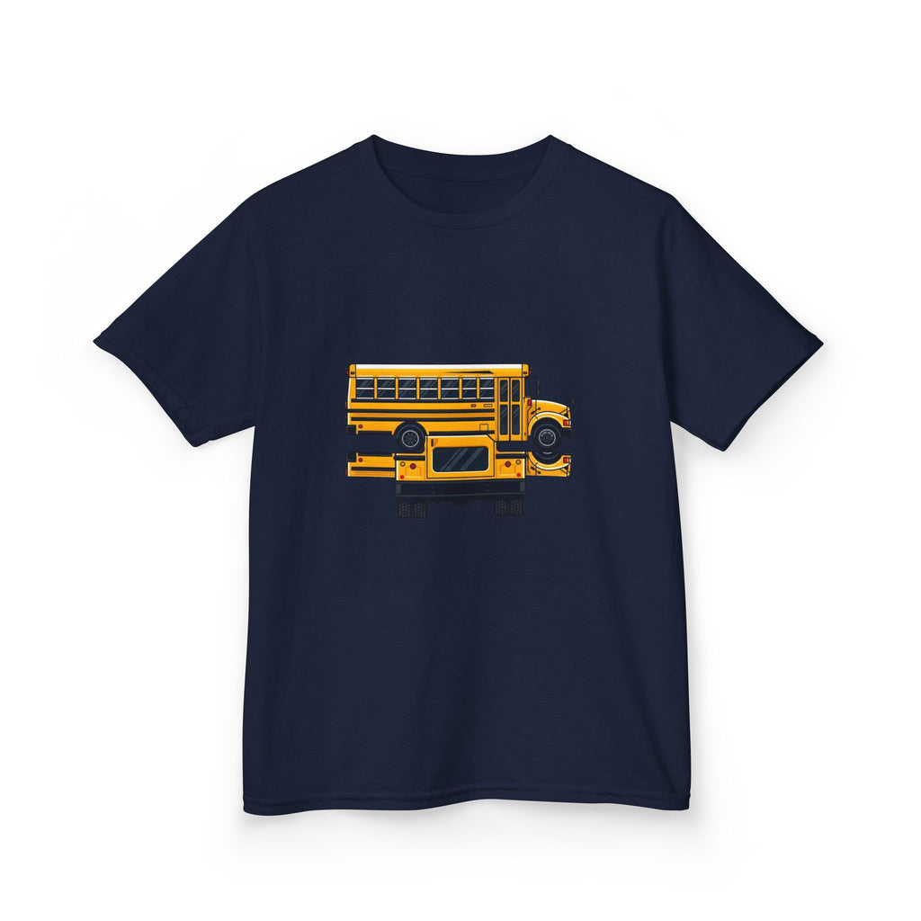 Kids School Bus T-Shirt - Cute Cartoon Reflection | Back to School