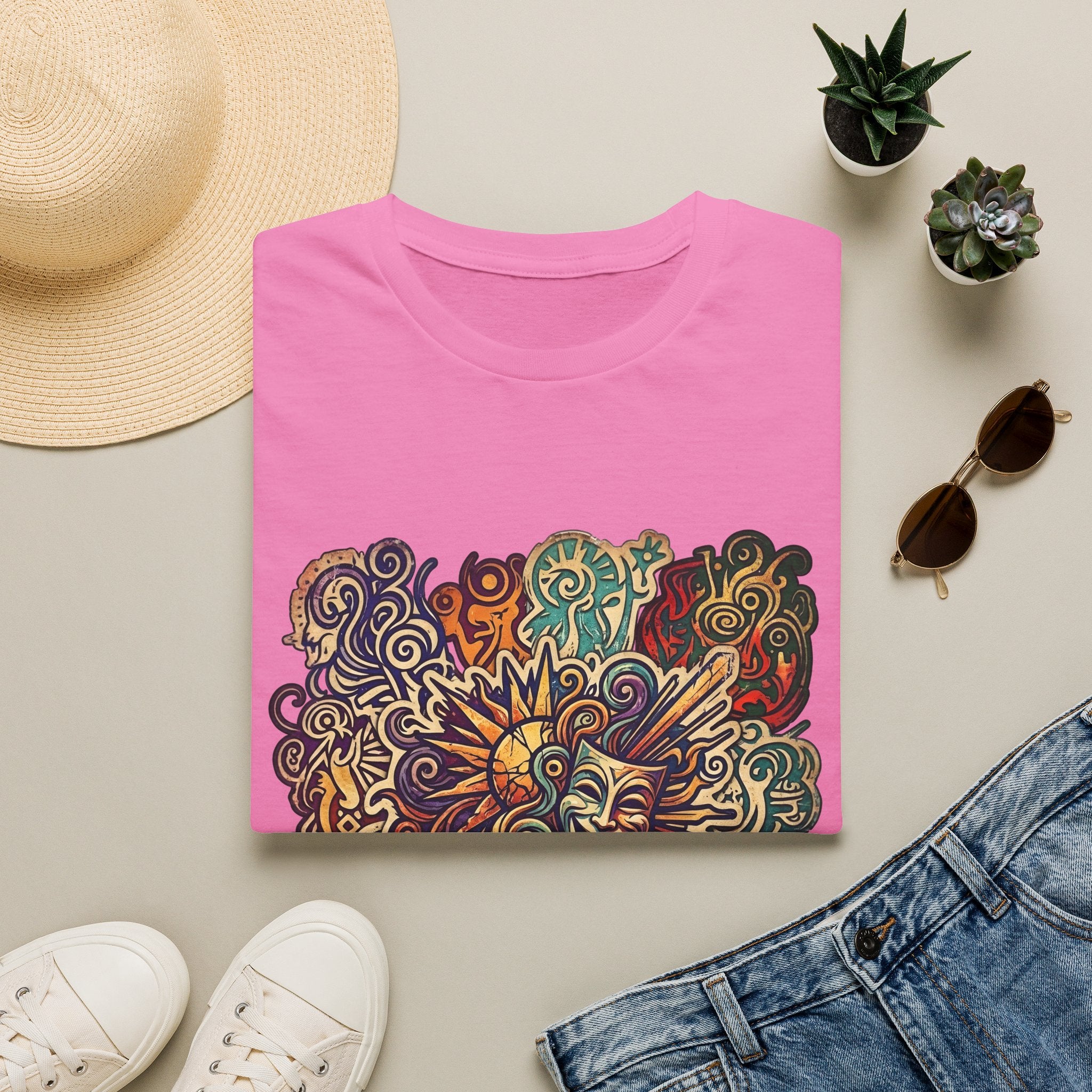 Unisex T-Shirt - Retro Psychedelic Theater Comedy Mask | Abstract Art