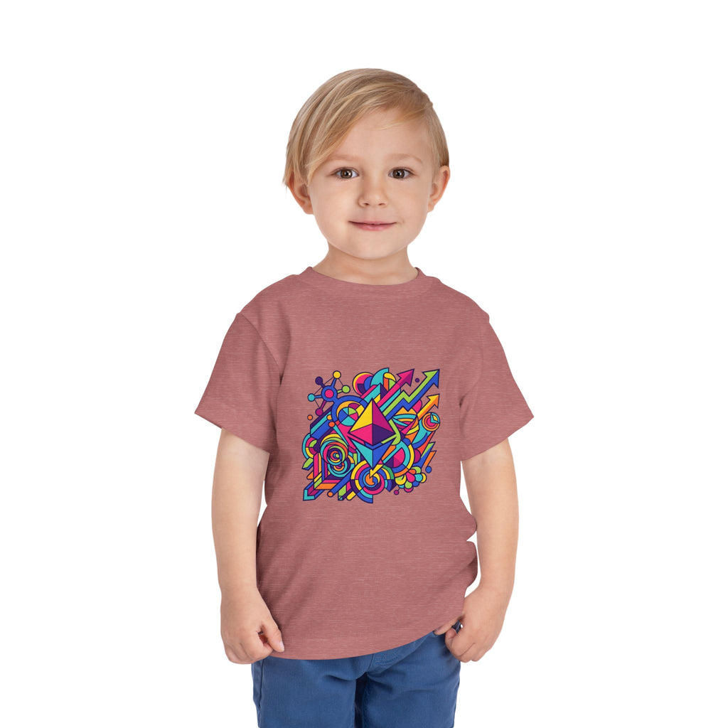Toddler Crypto Shirt - Neon Geometric Digital Art | Blockchain Kids