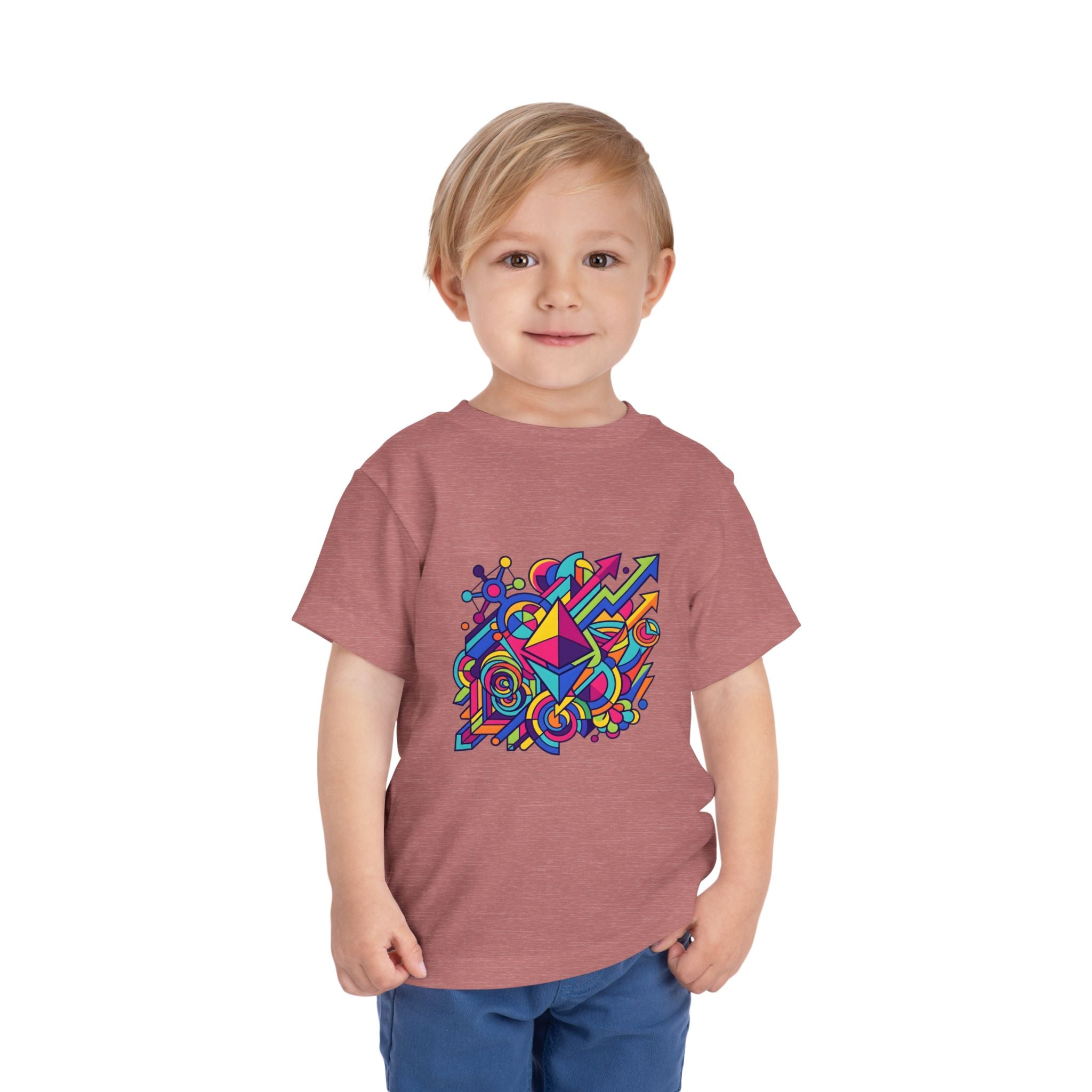 Toddler Crypto Shirt - Neon Geometric Digital Art | Blockchain Kids