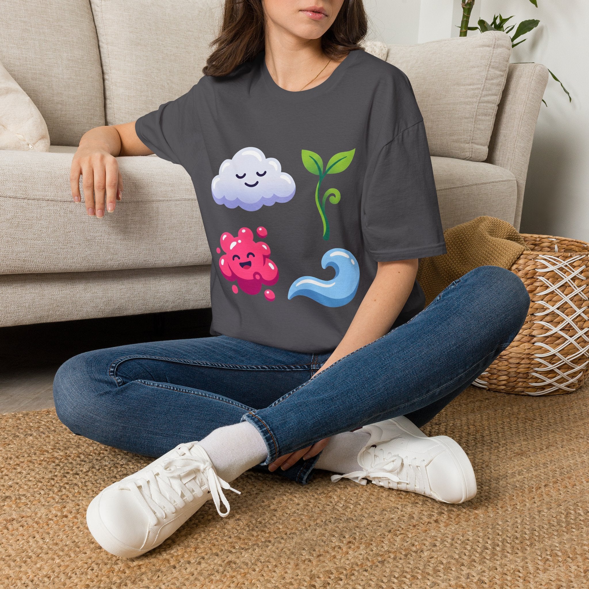 Cute Nature T-Shirt - Whimsical Cloud Sprout Wave Design | Unisex