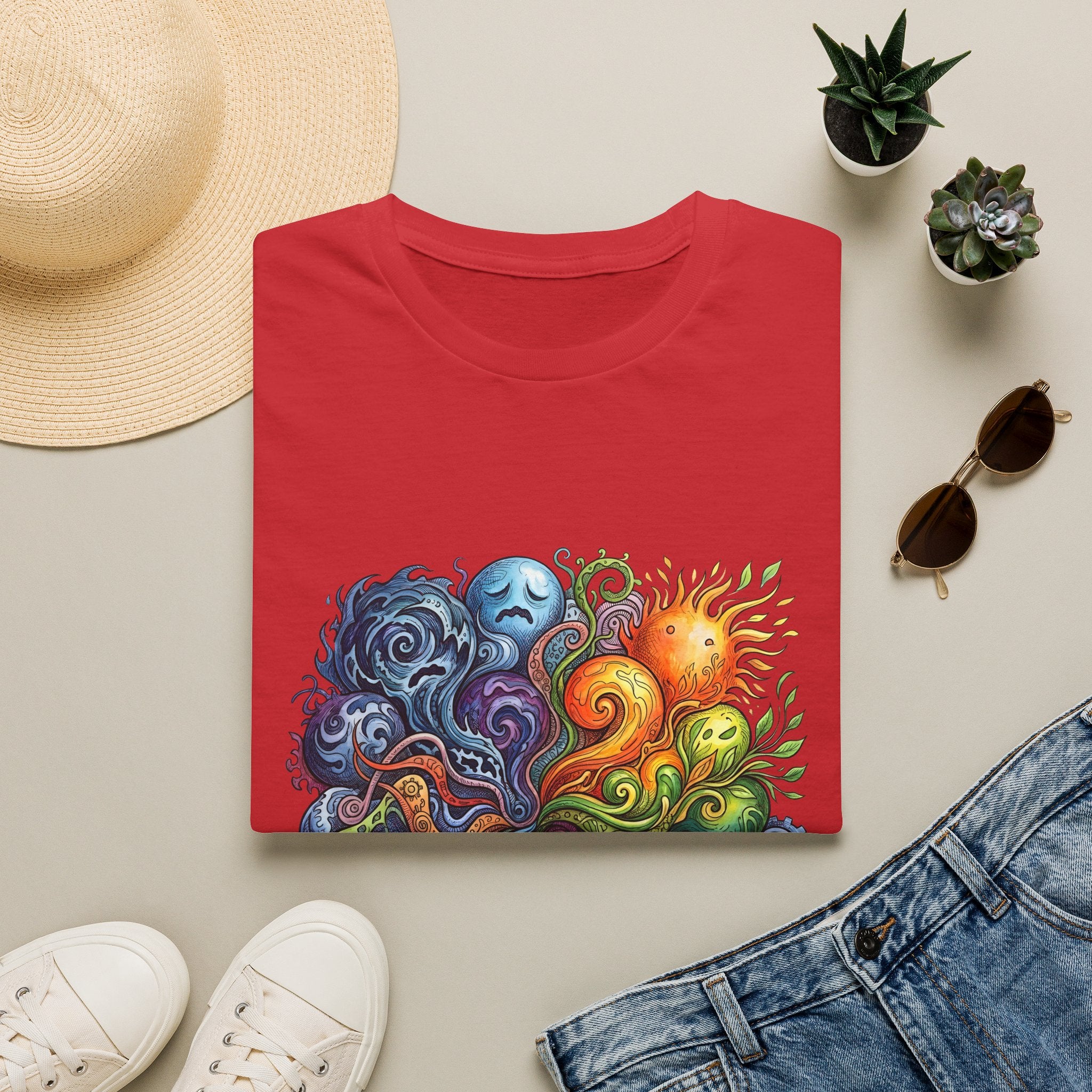 Abstract T-Shirt - Whimsical Watercolor Mandala | Surreal Figures