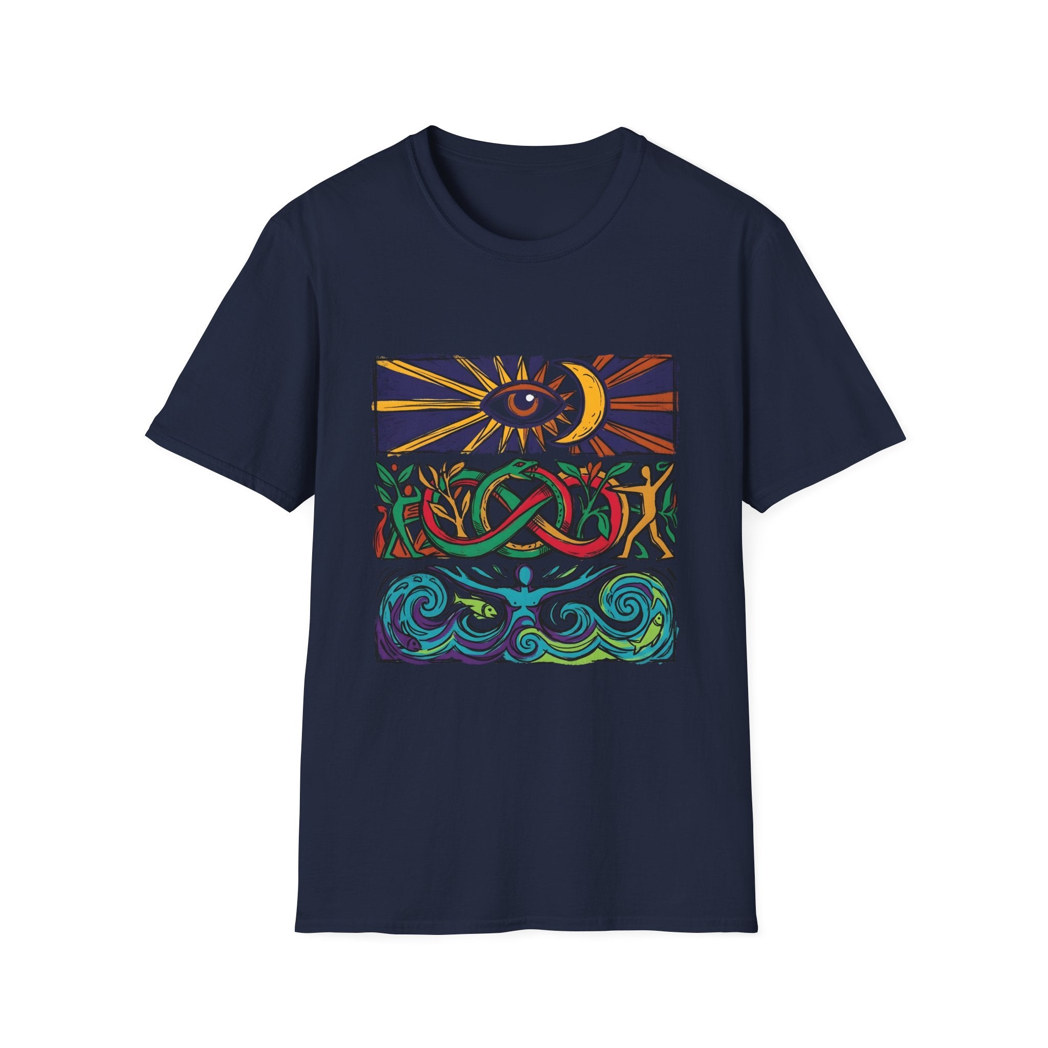 Unisex T-Shirt - Cosmic Folk Art Eye & Snake | Spiritual Nature