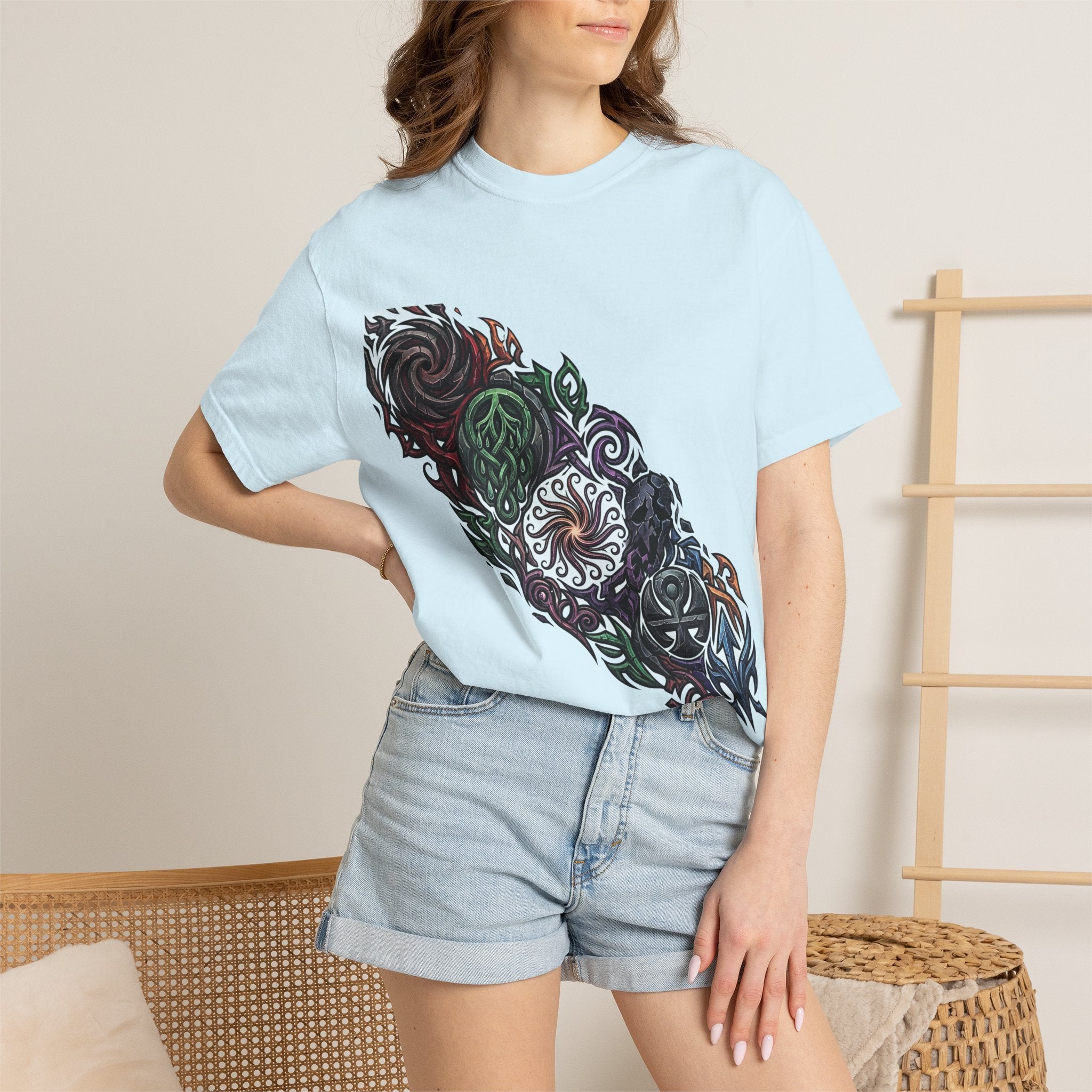 Unisex T-shirt - Dark Fantasy Celtic Skull Ankh | Garment-Dyed