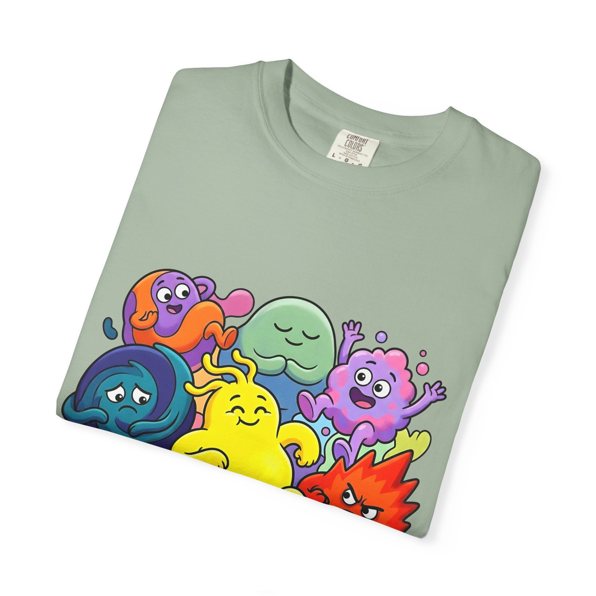 Unisex Garment-Dyed T-Shirt - Diverse Emotional Cartoon Creatures
