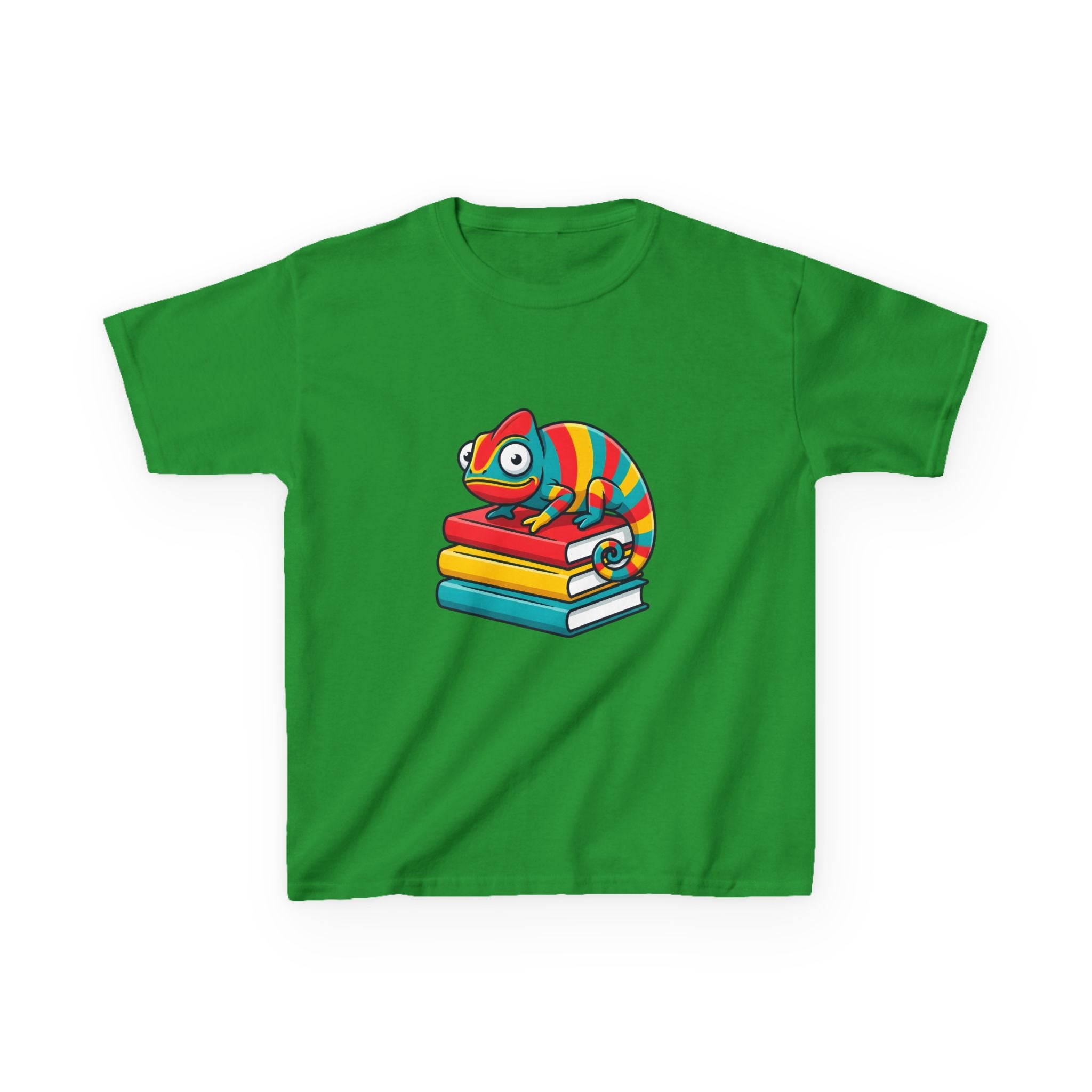 Kids T-Shirt - Whimsical Chameleon Reading Books | School Tee