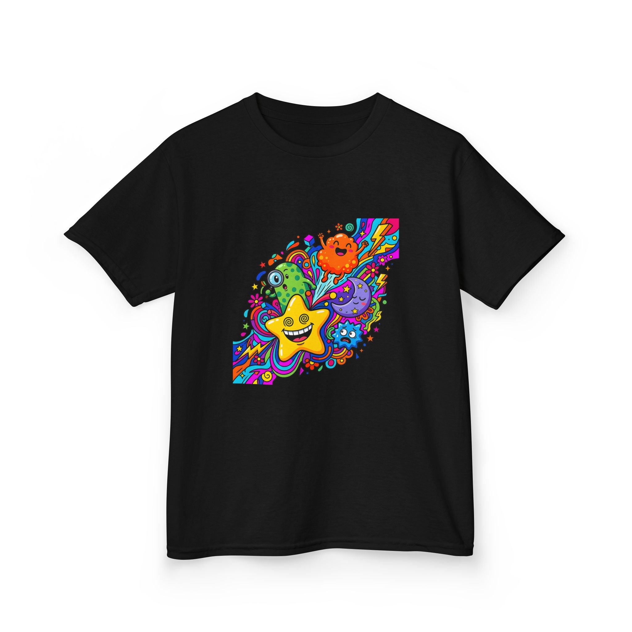 Kids Psychedelic Monster Tee - Vibrant Cartoon Doodle Shirt