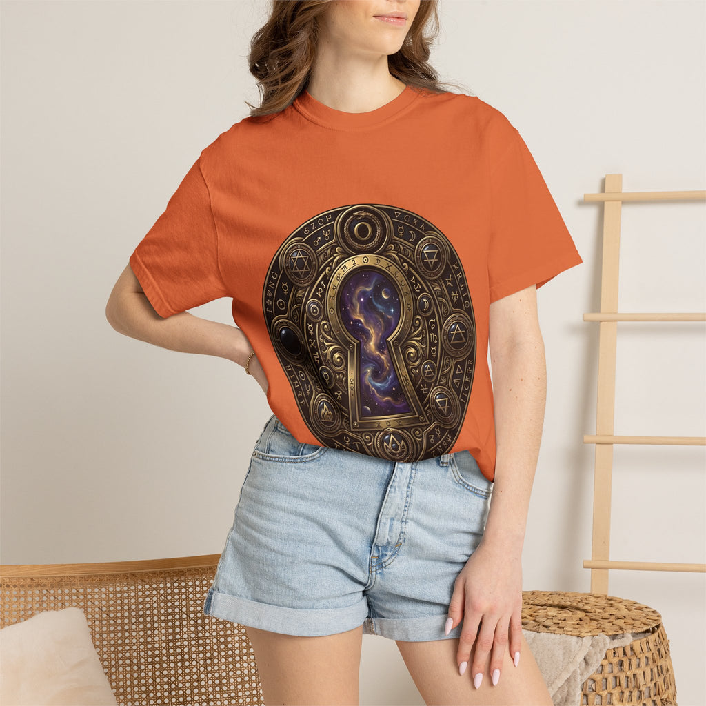 T-shirt - Celestial Keyhole Galaxy | Occult Alchemical Gold