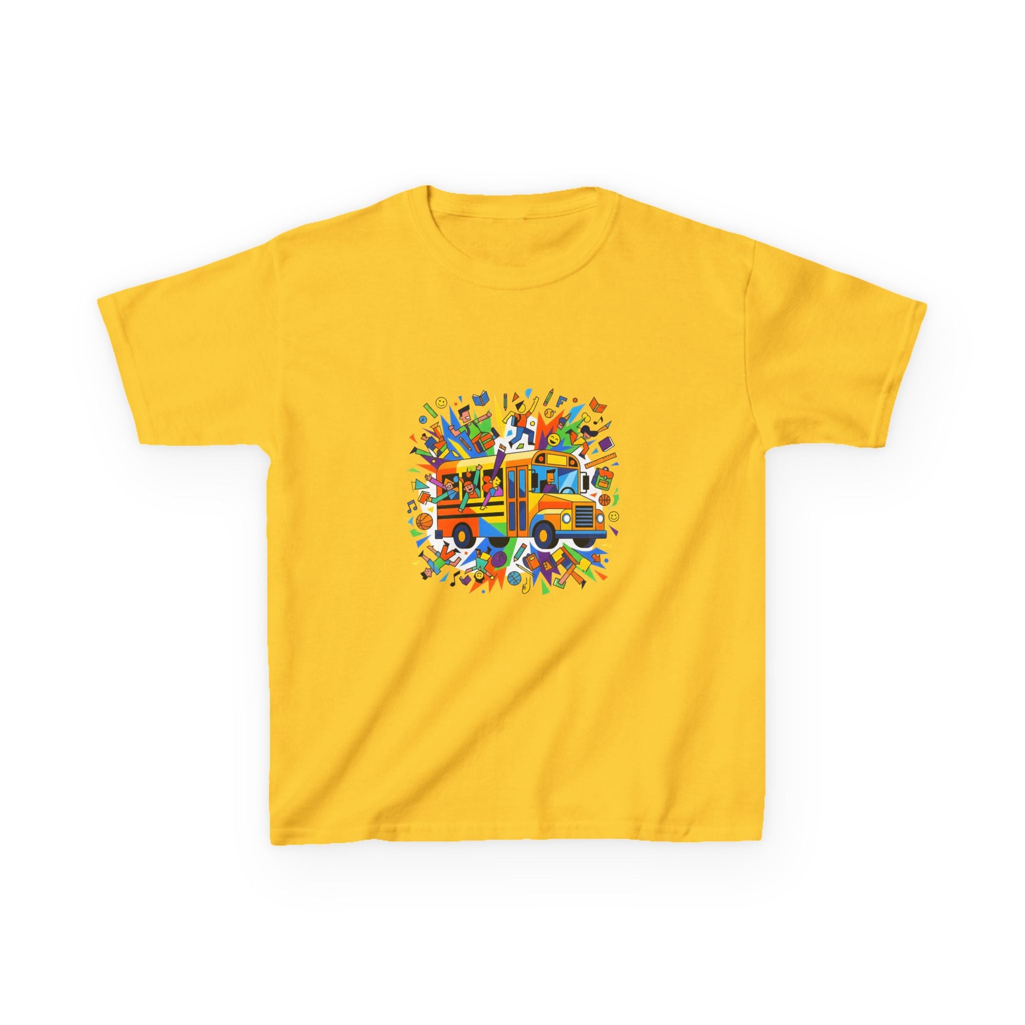 Kids Back to School Tee - Colorful School Bus & Student Shirt