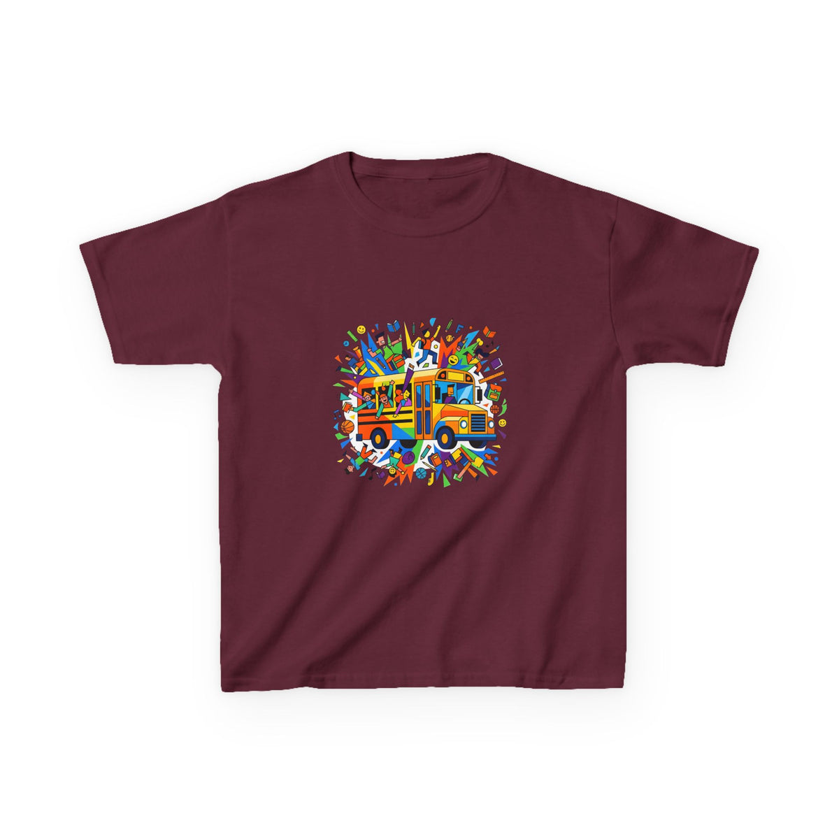 Kids Back to School Tee - Colorful School Bus & Student Shirt