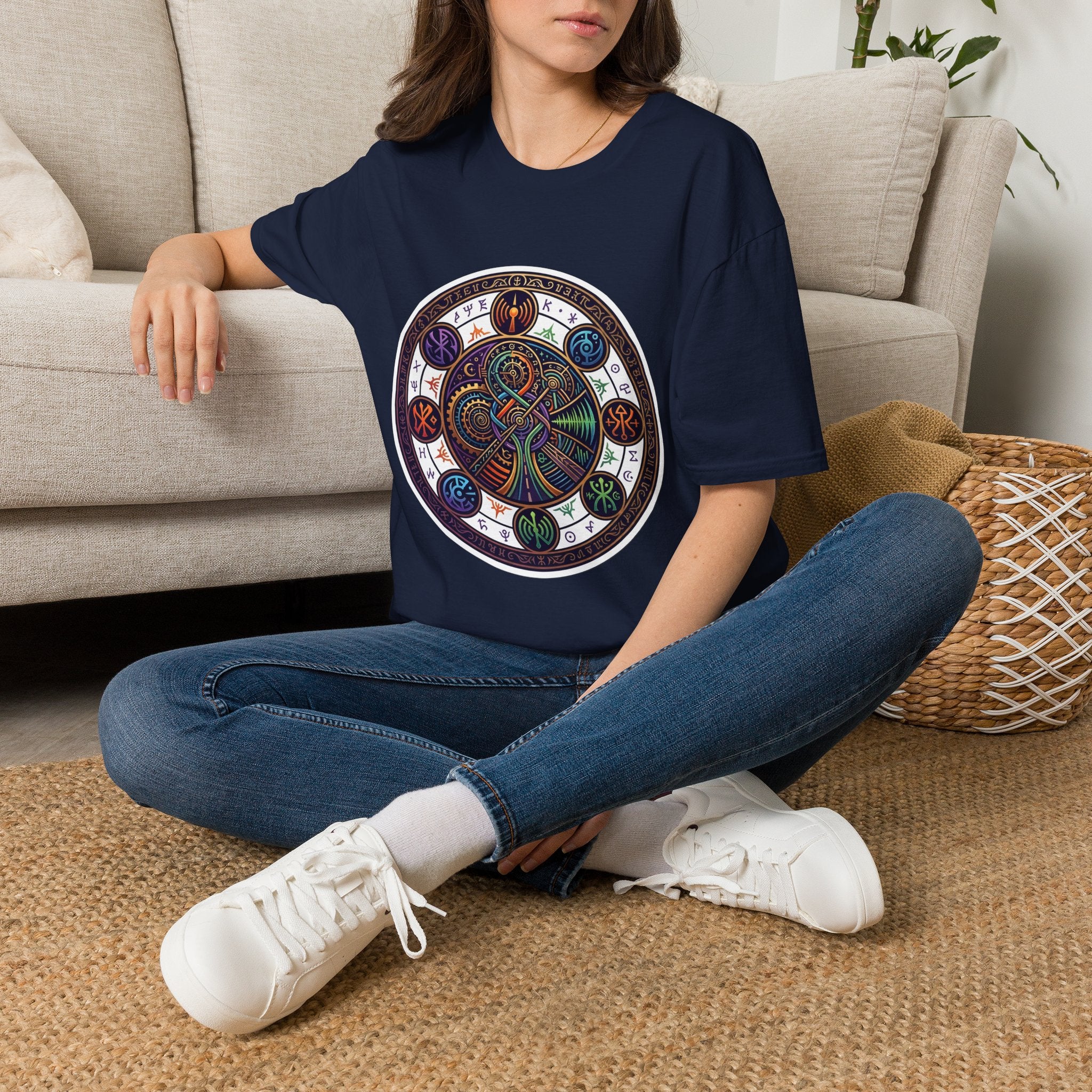 Unisex Steampunk T-Shirt - Ornate Mystical Mandala & Gears