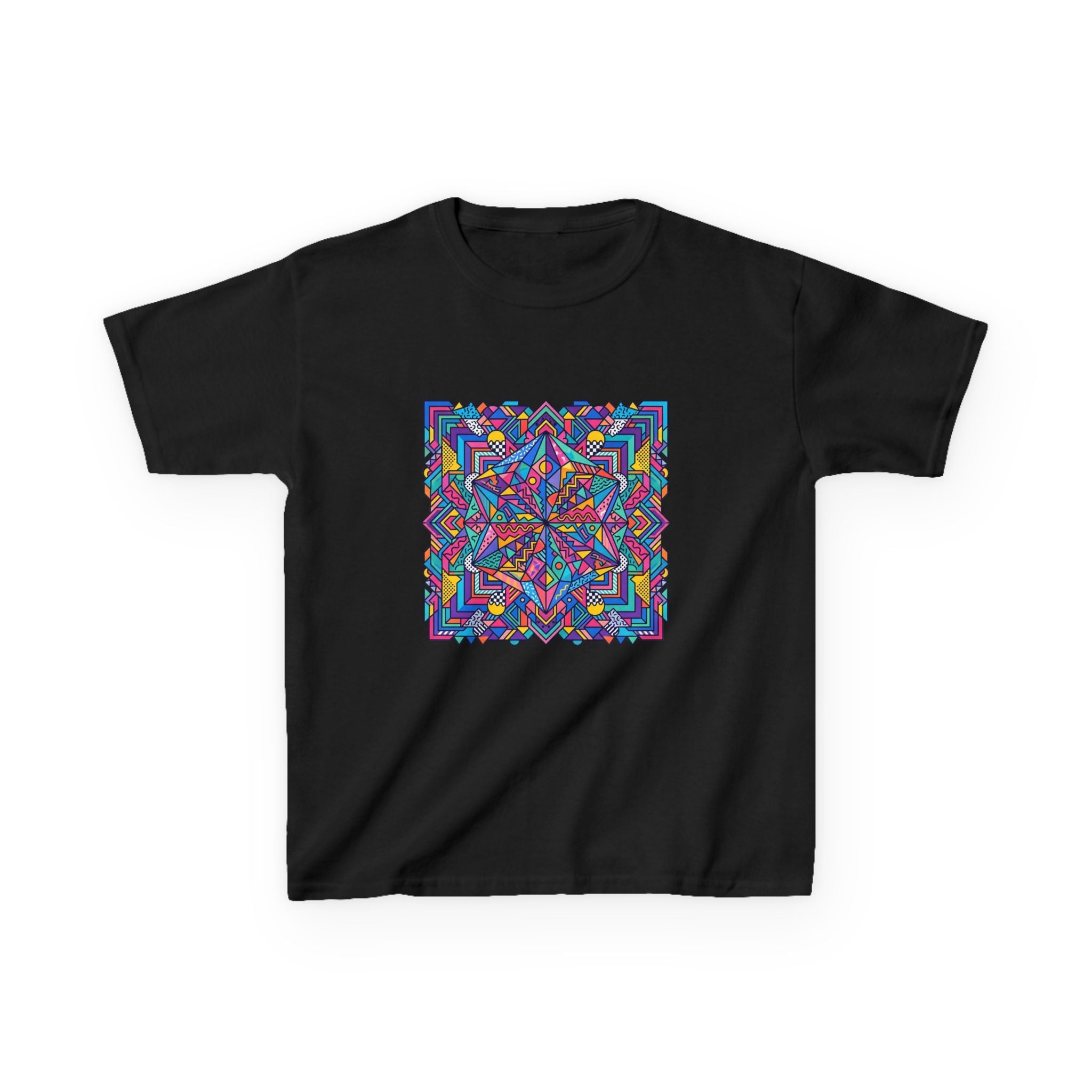 Kids Tee - Retro Geometric Kaleidoscope Abstract | 90s Aesthetic Top